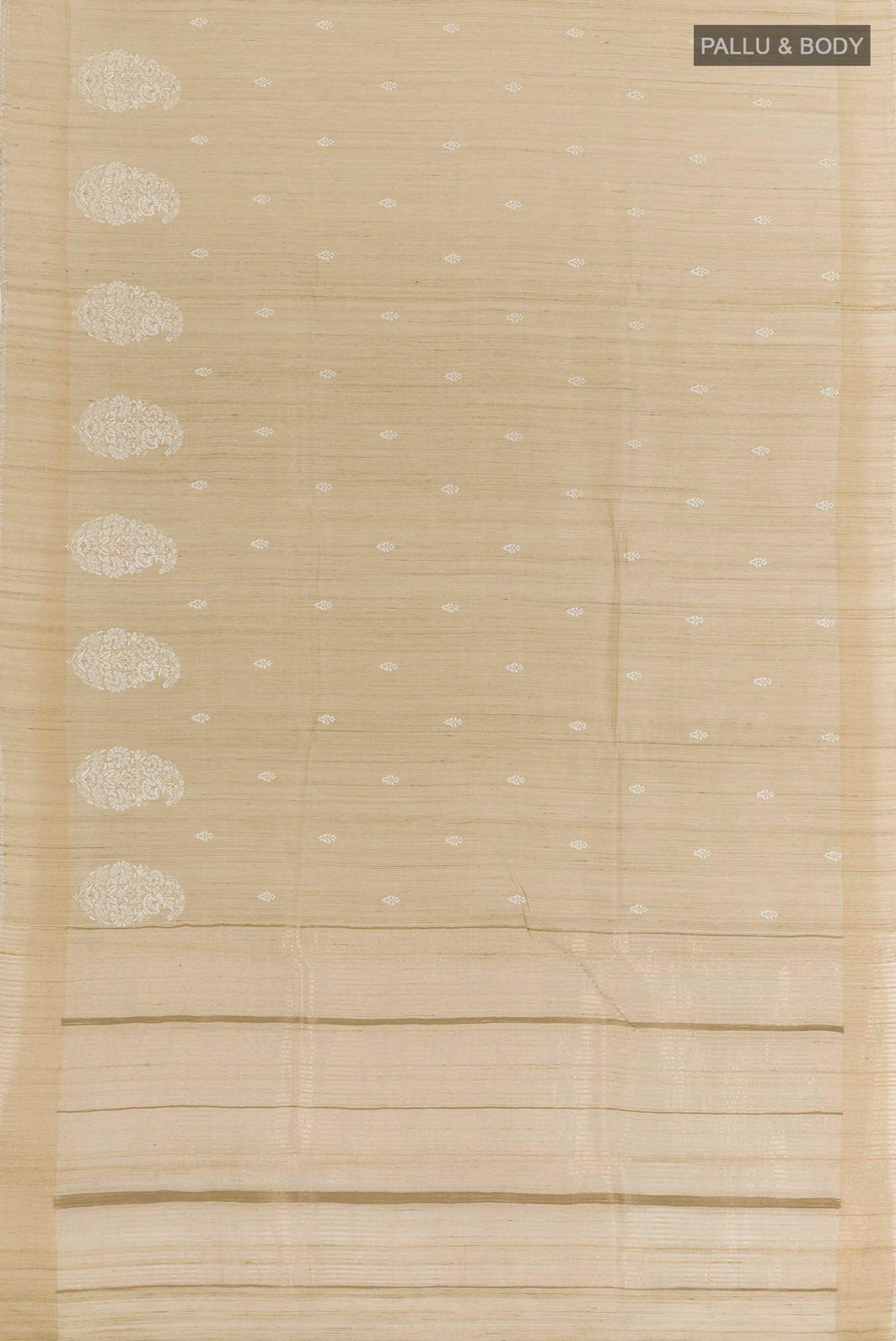 Beige Tussar Silk Saree