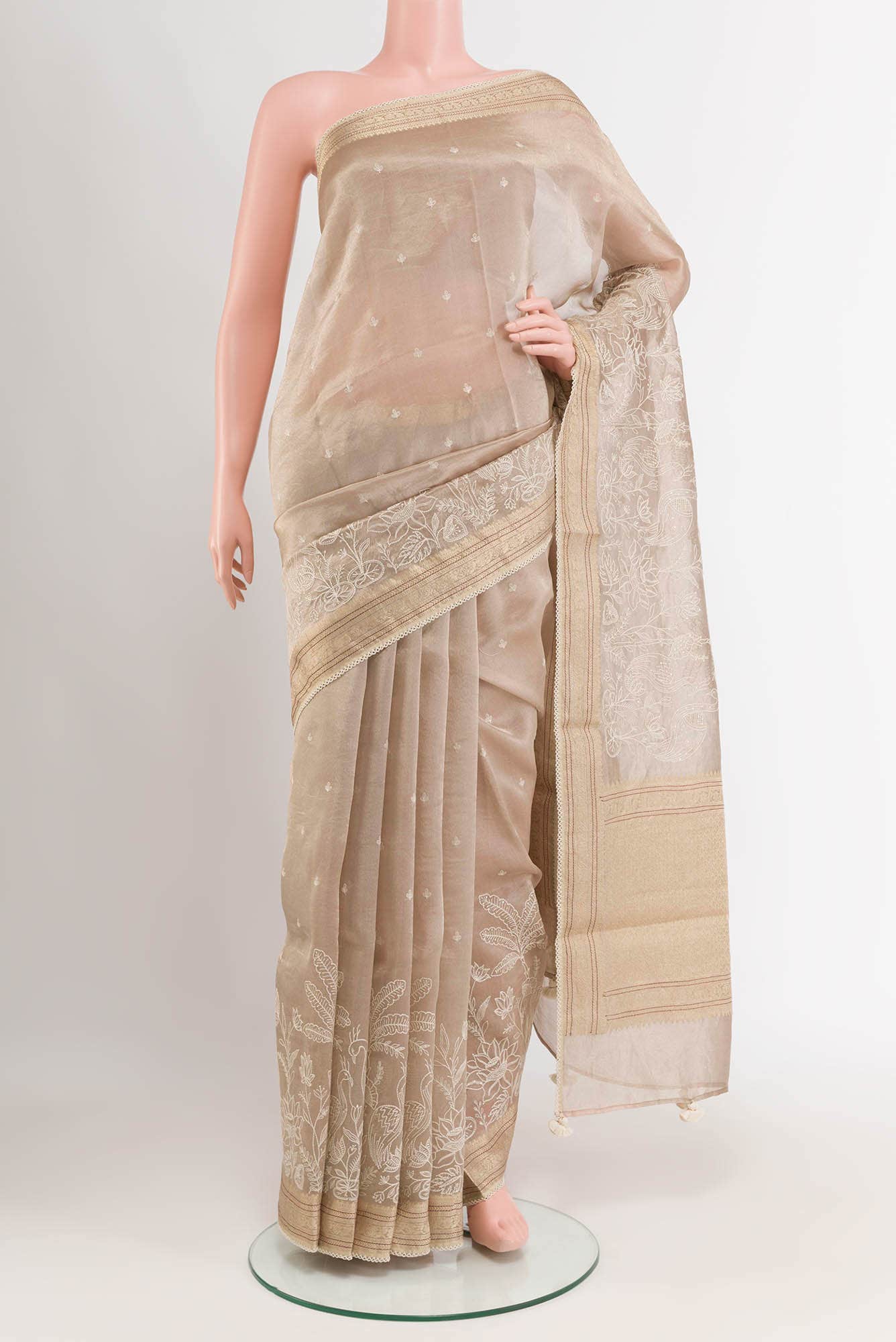 Beige Tissue Silk Saree