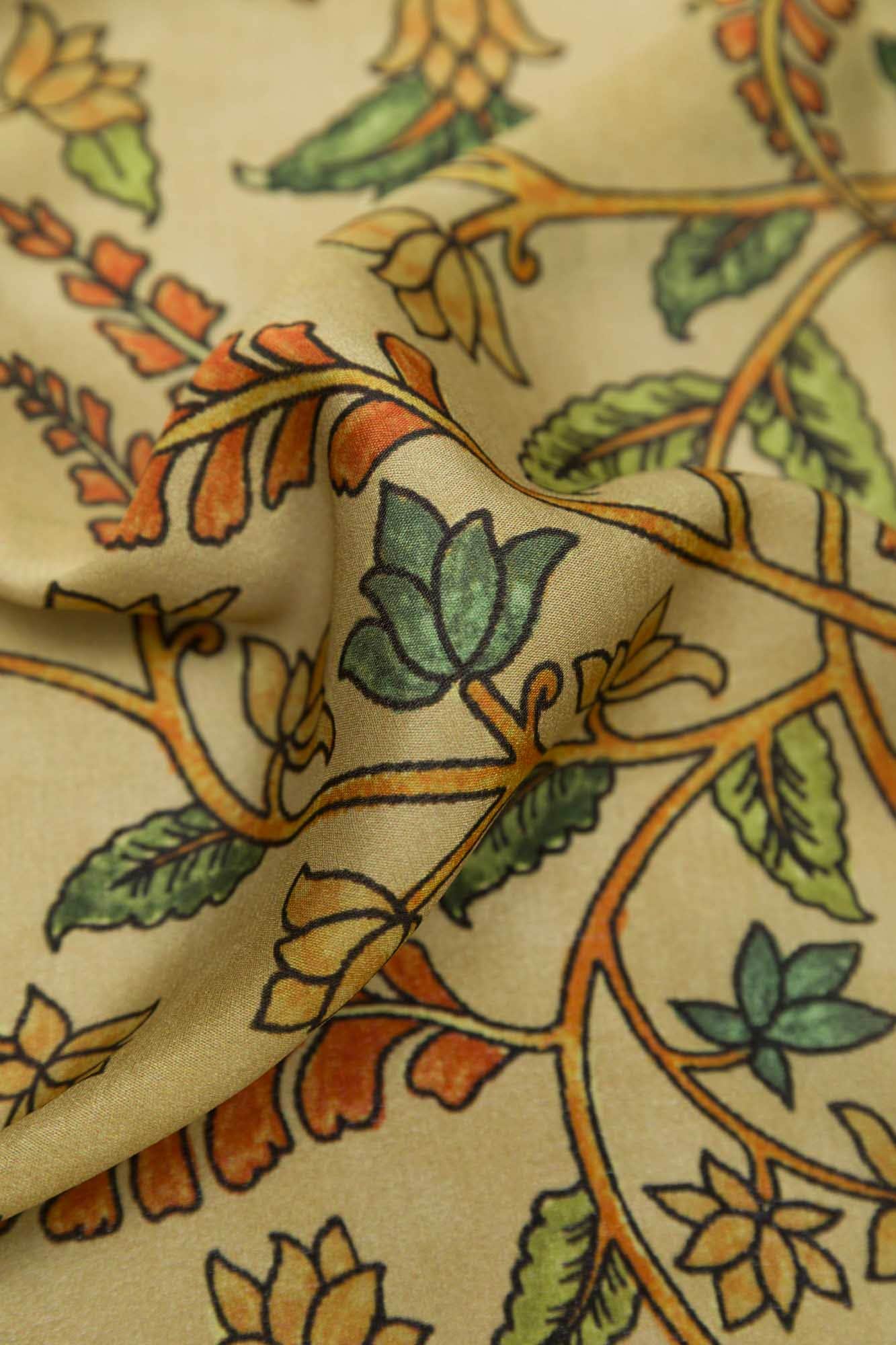 Dark Beige Satin Silk Saree