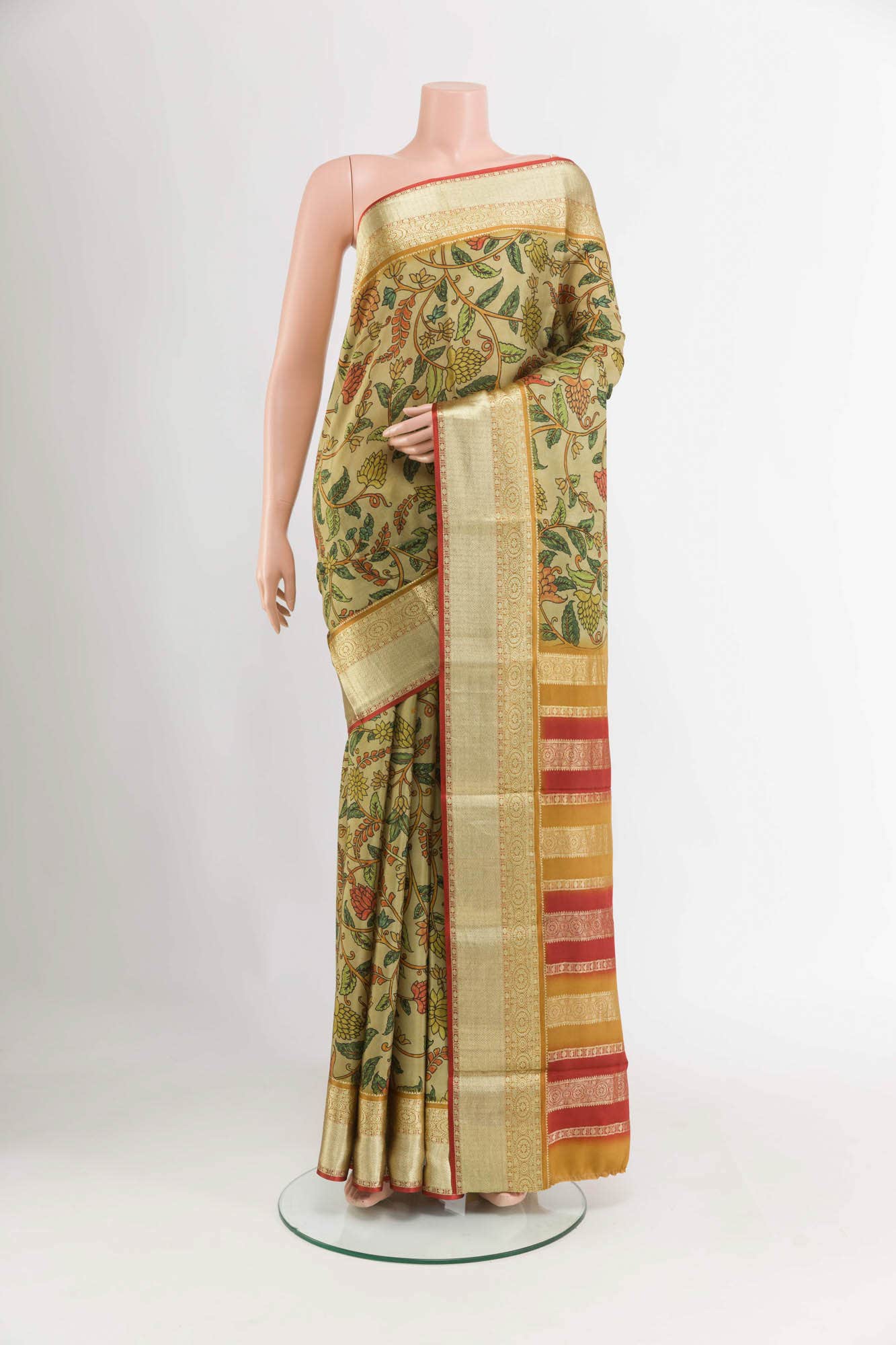 Dark Beige Satin Silk Saree