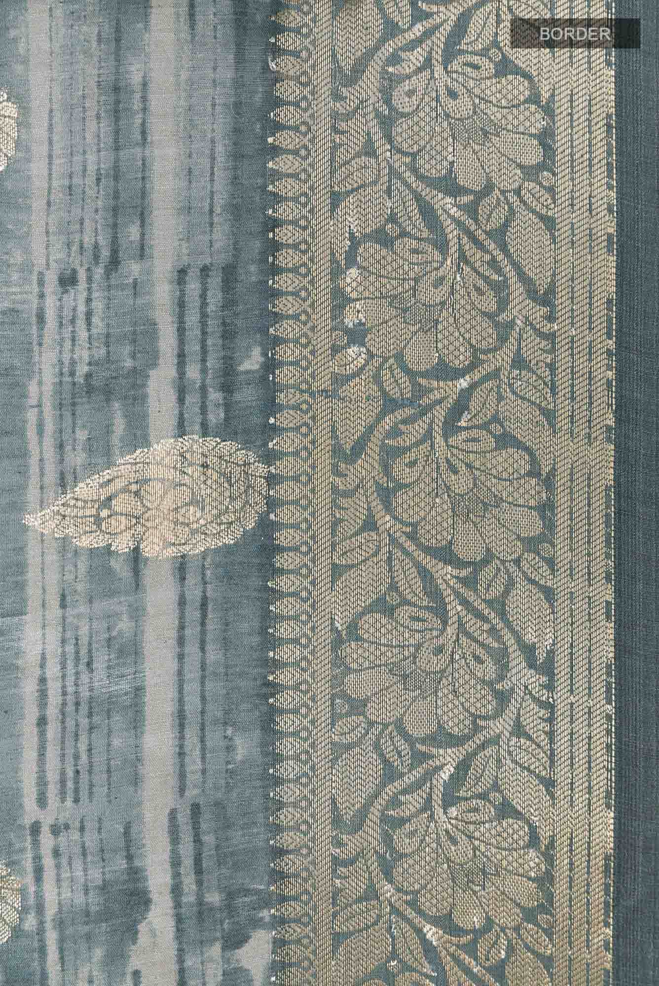 Blue Grey Tussar Saree