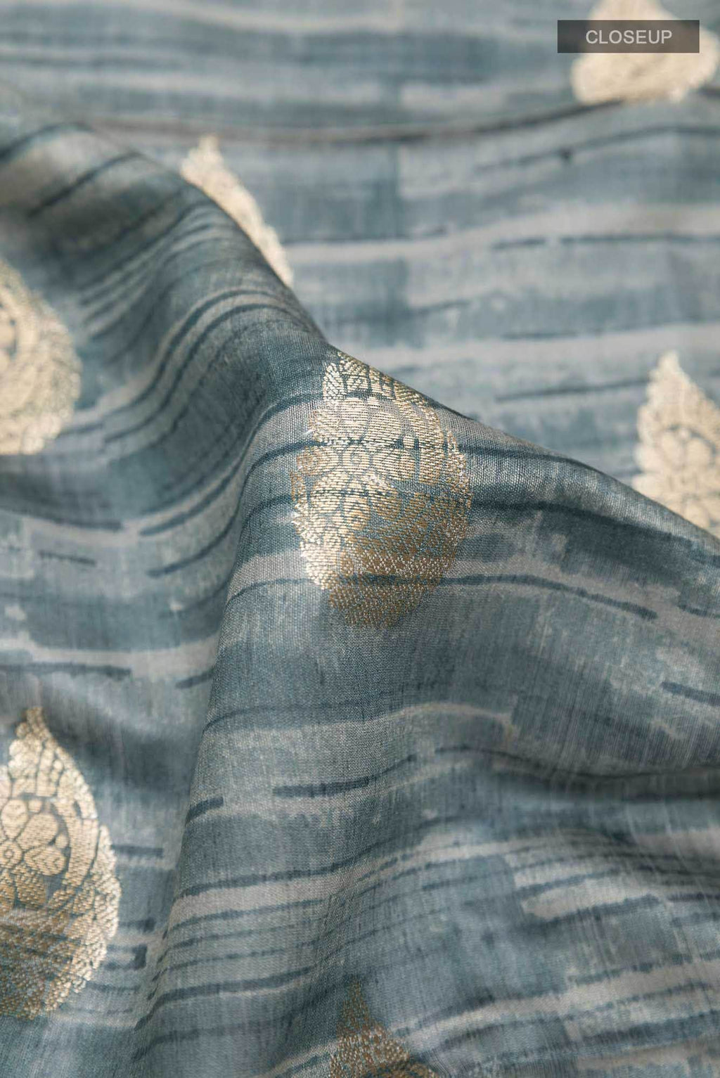 Blue Grey Tussar Saree