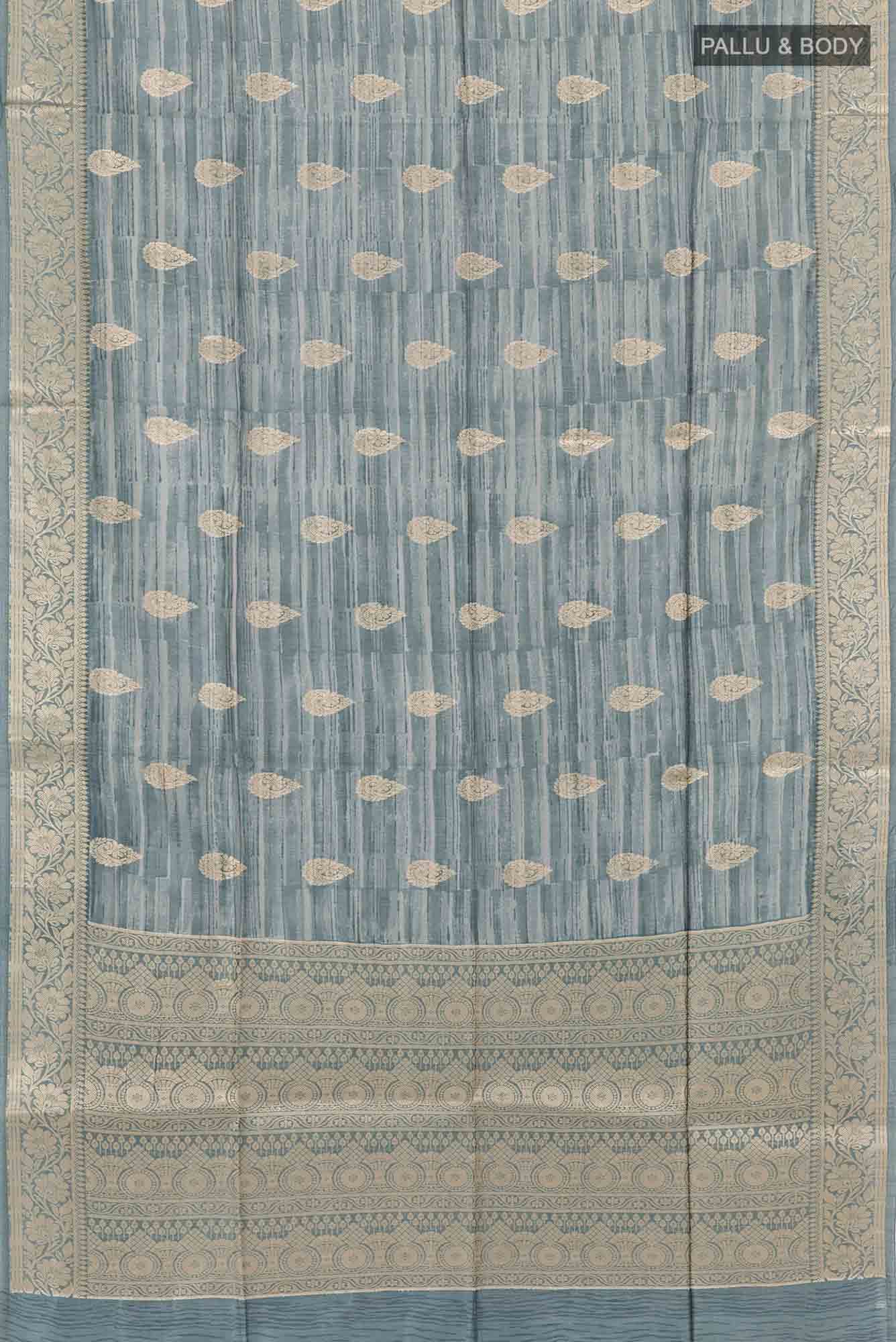 Blue Grey Tussar Saree