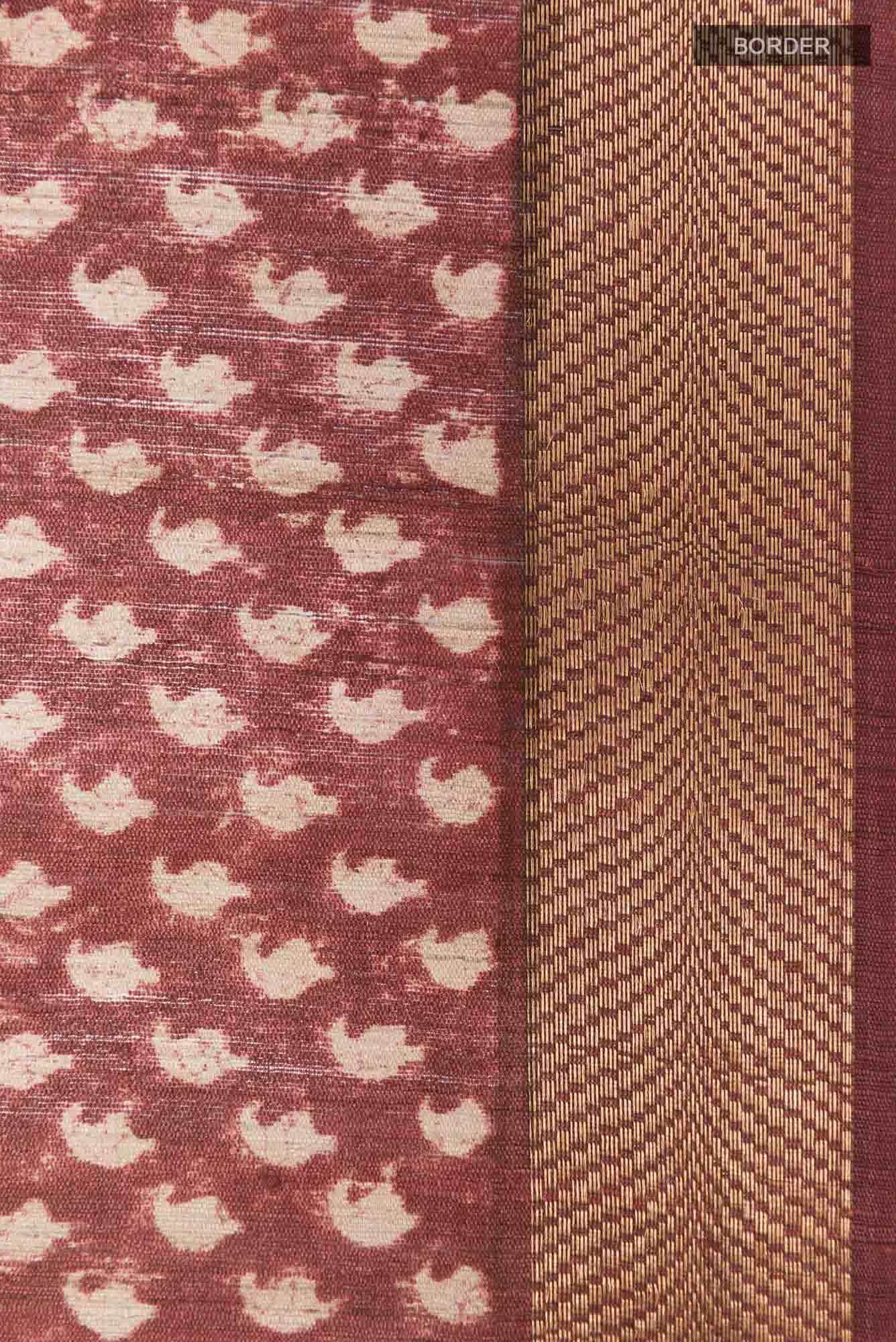 Maroon Tussar Saree
