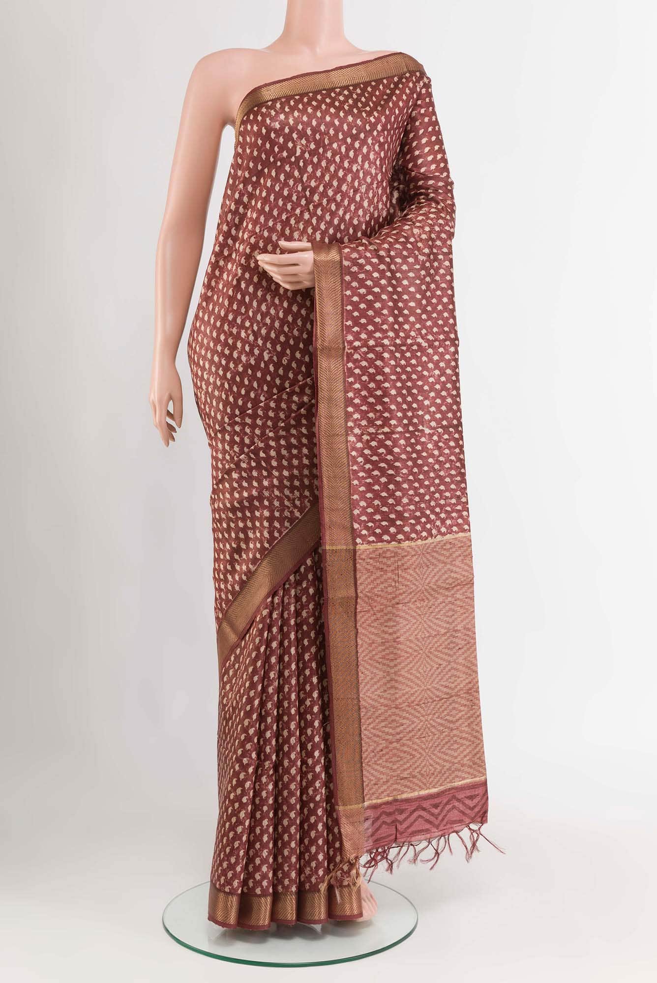 Maroon Tussar Saree