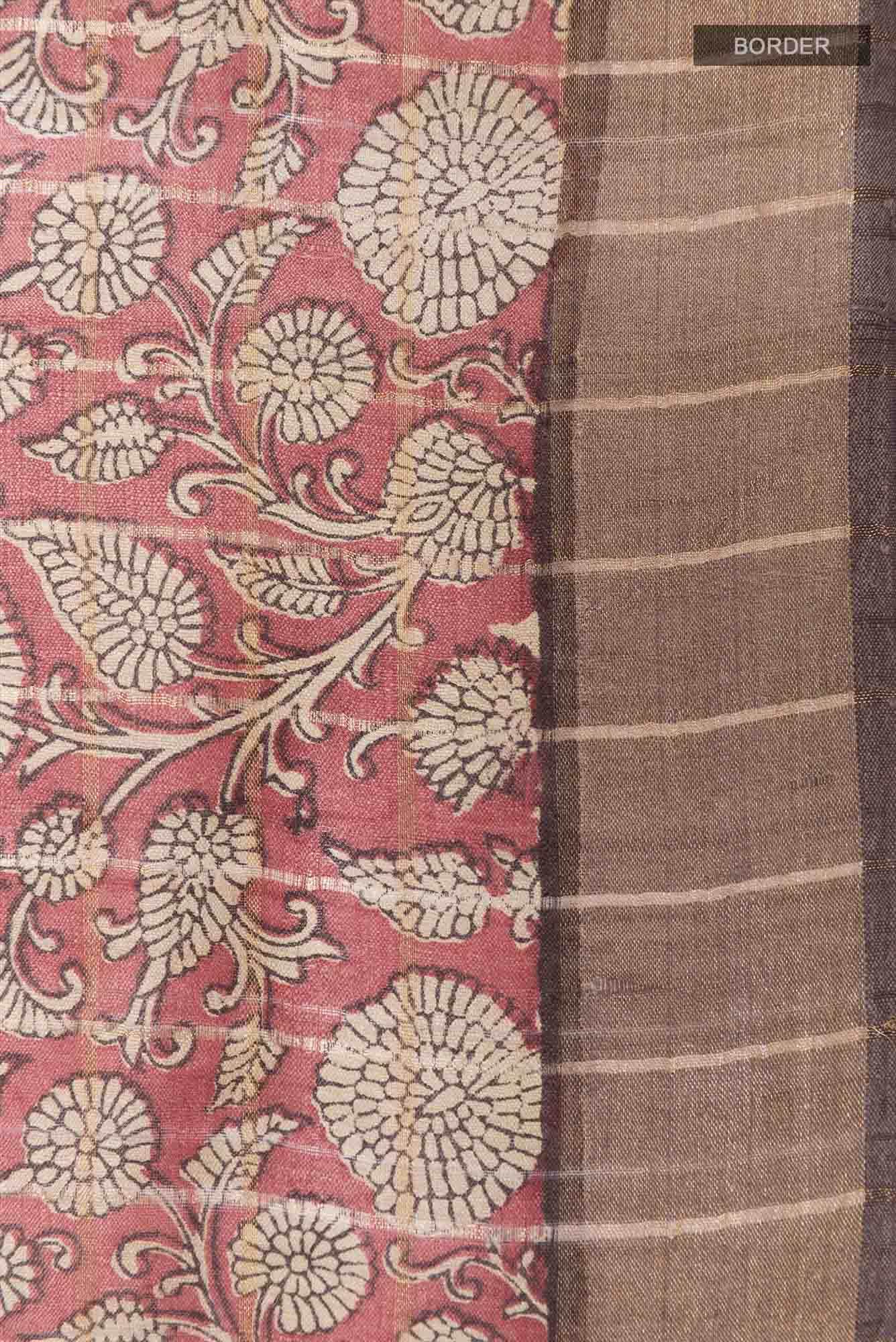 Pink Tussar Saree