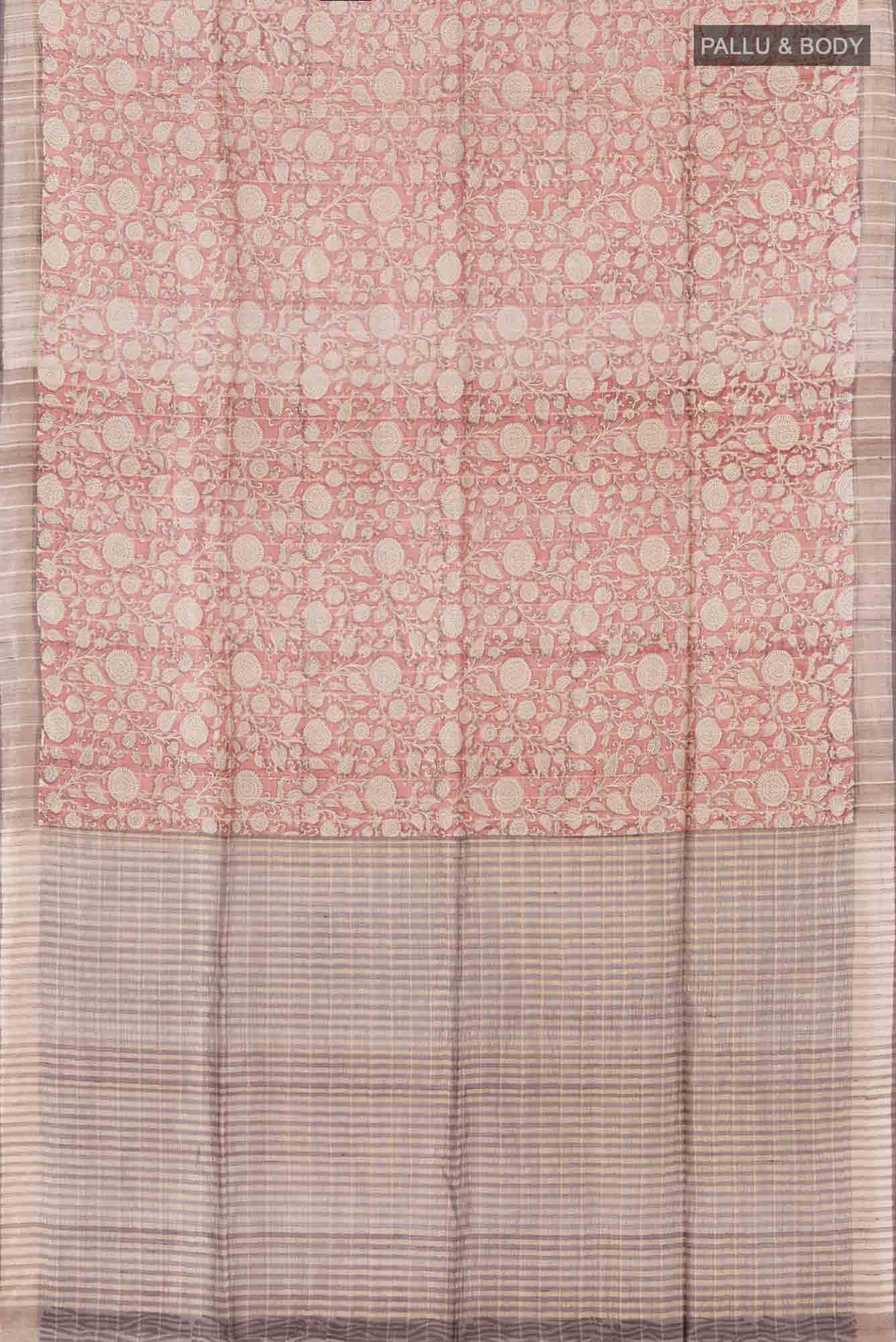 Pink Tussar Saree