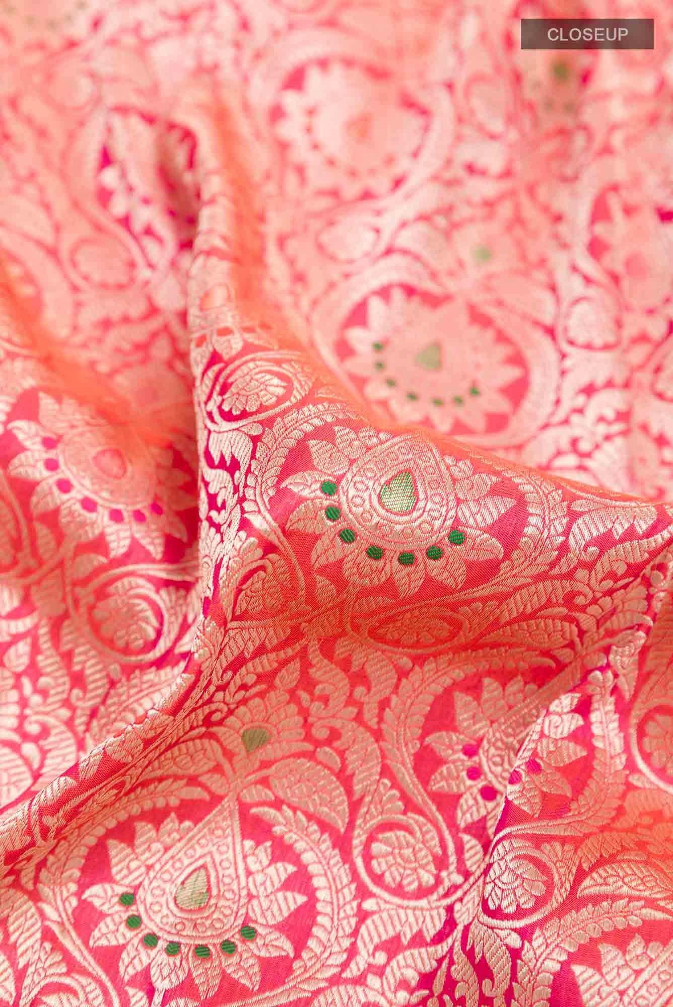 Orange Dual Tone Banarasi Silk Saree