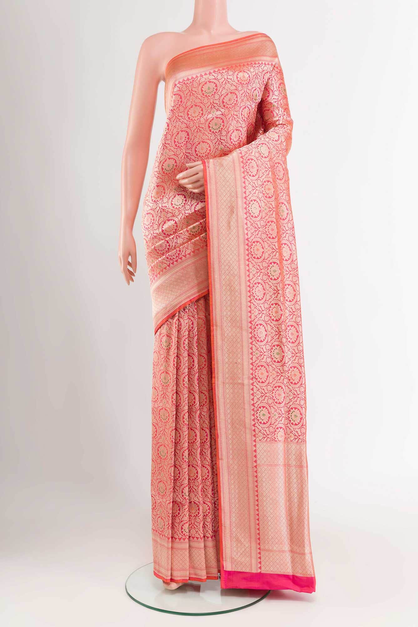 Orange Dual Tone Banarasi Silk Saree
