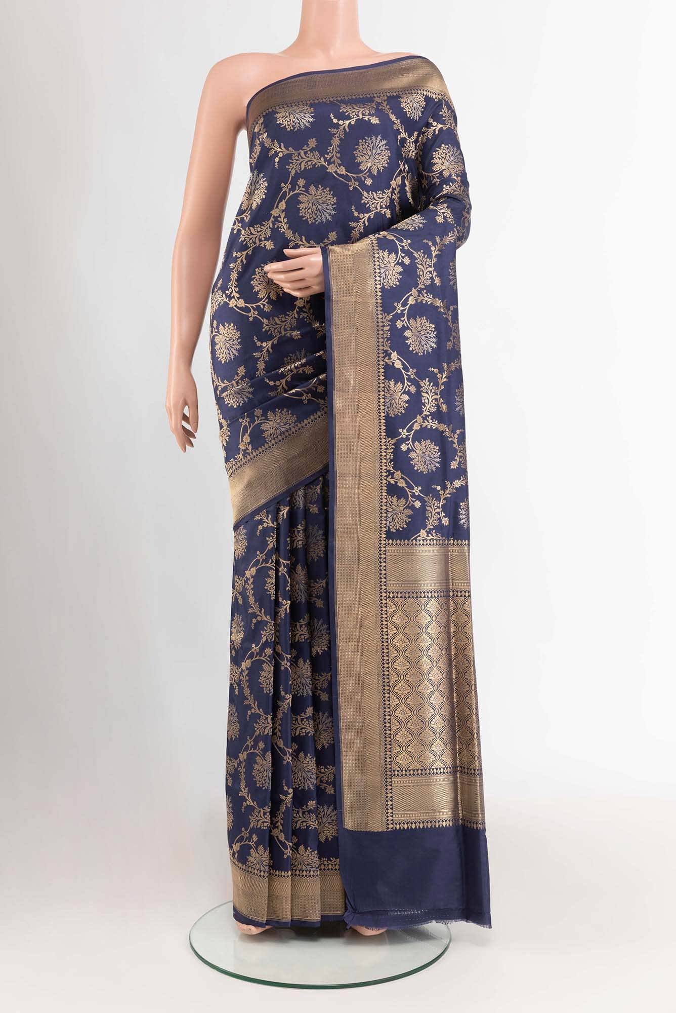 Dark Blue Banarasi Saree