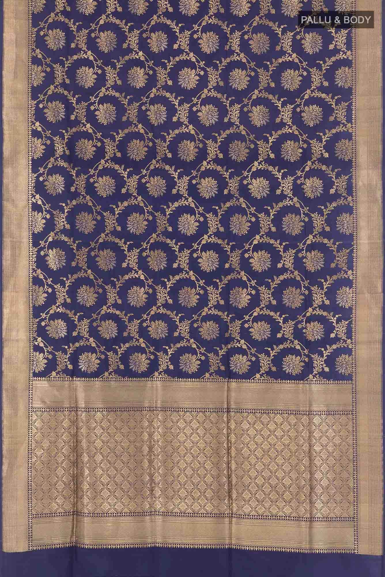 Dark Blue Banarasi Saree