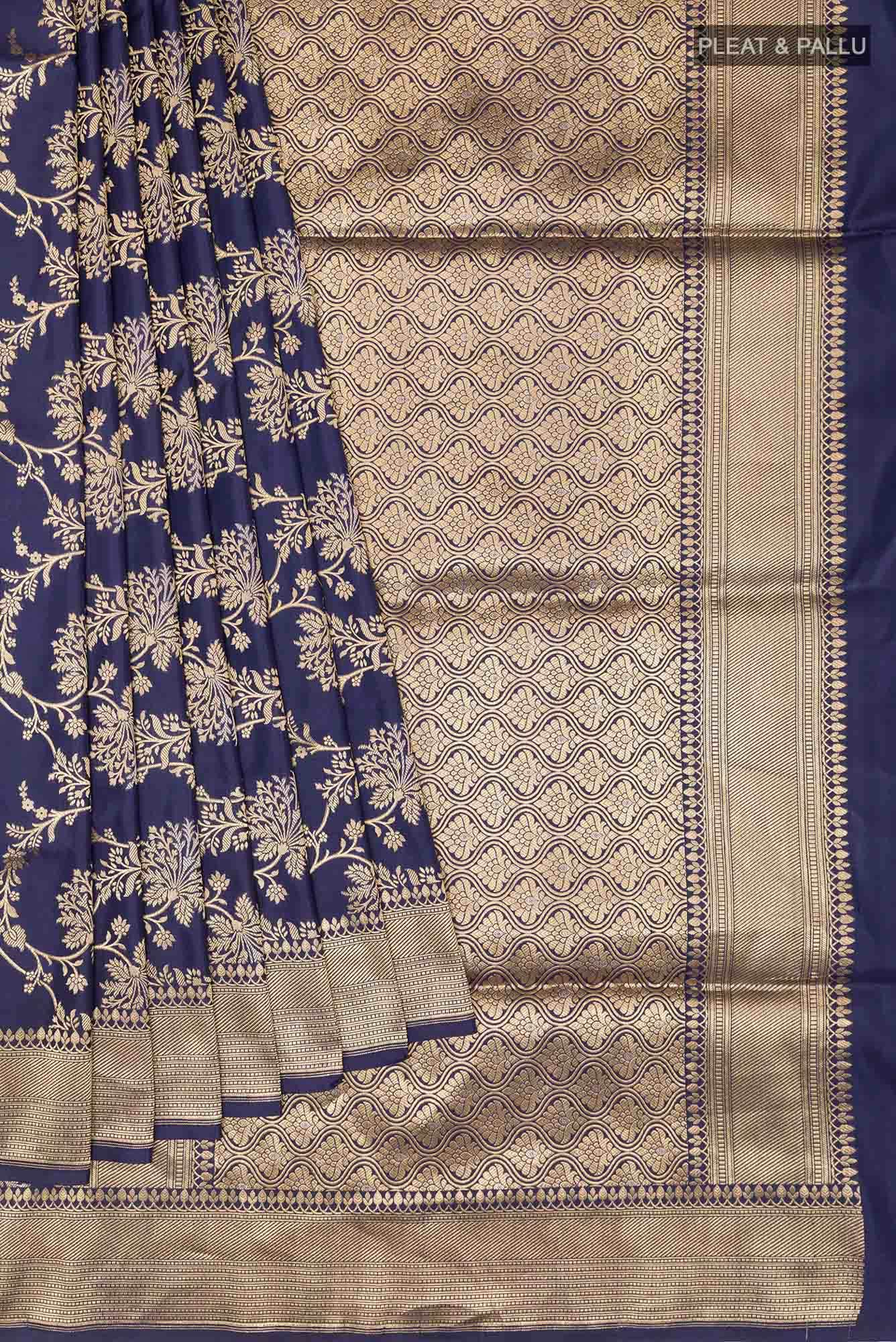 Dark Blue Banarasi Saree