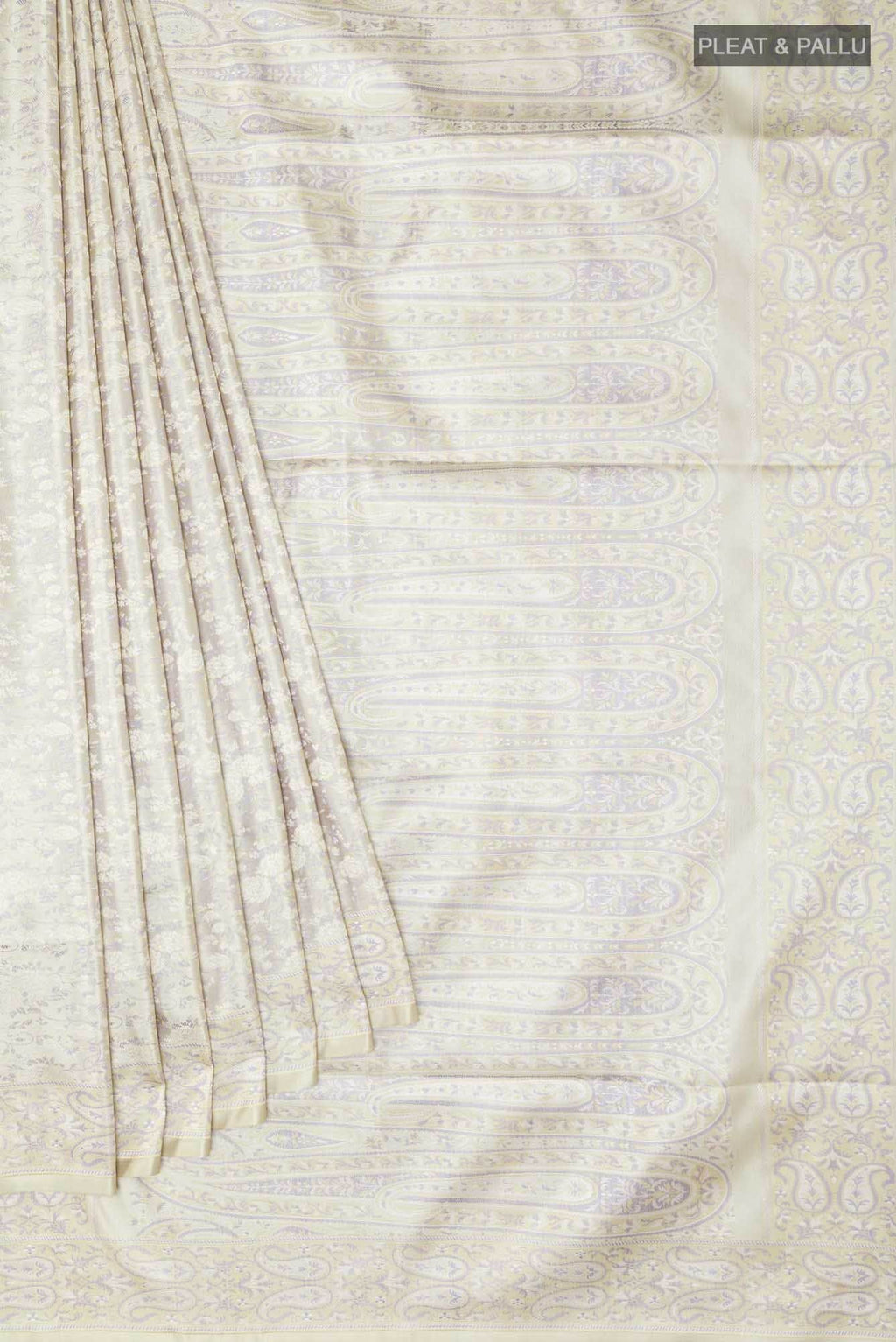 Grey Banarasi Tanchoi Silk Saree