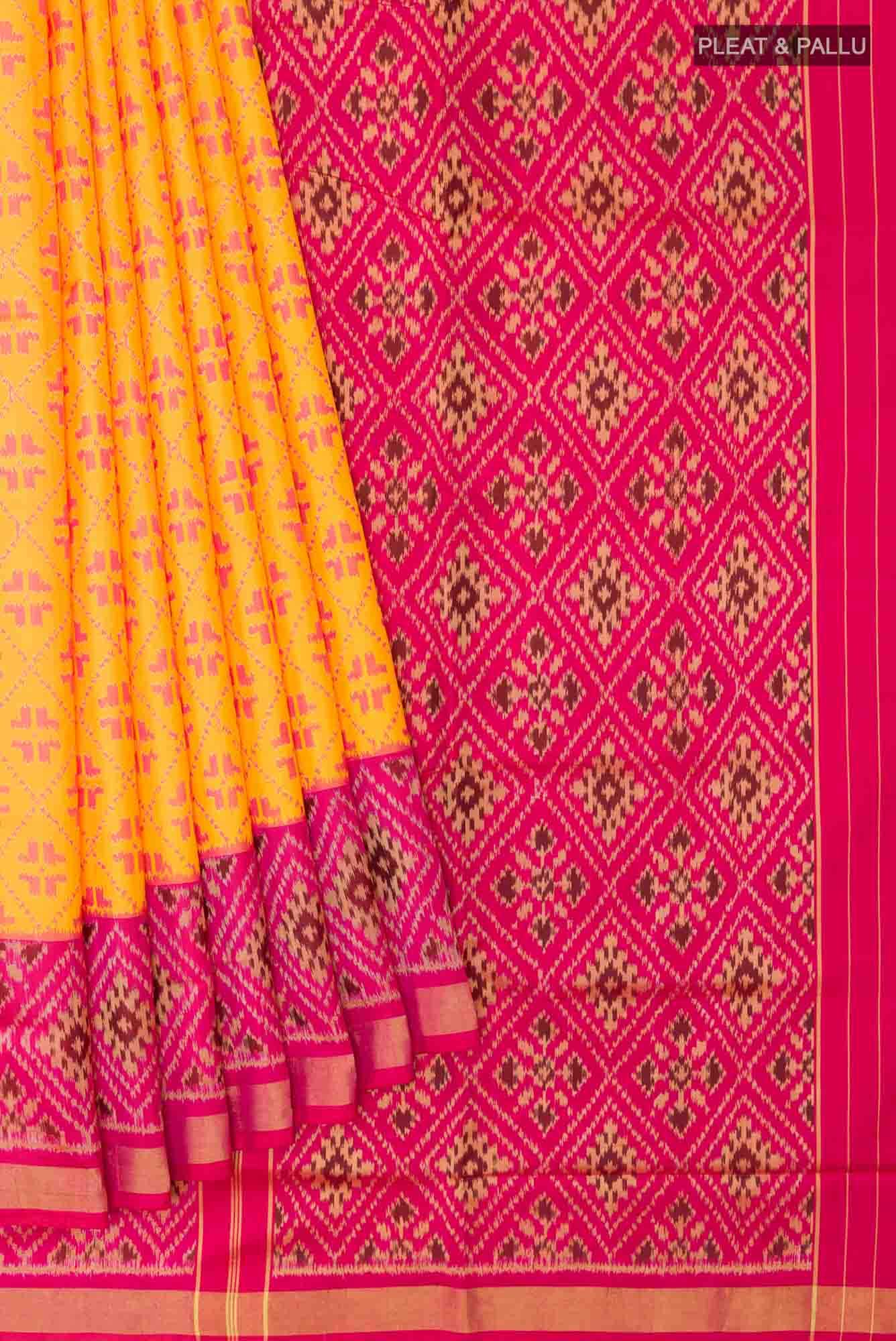 Mustard Rajkot Patola Silk Saree