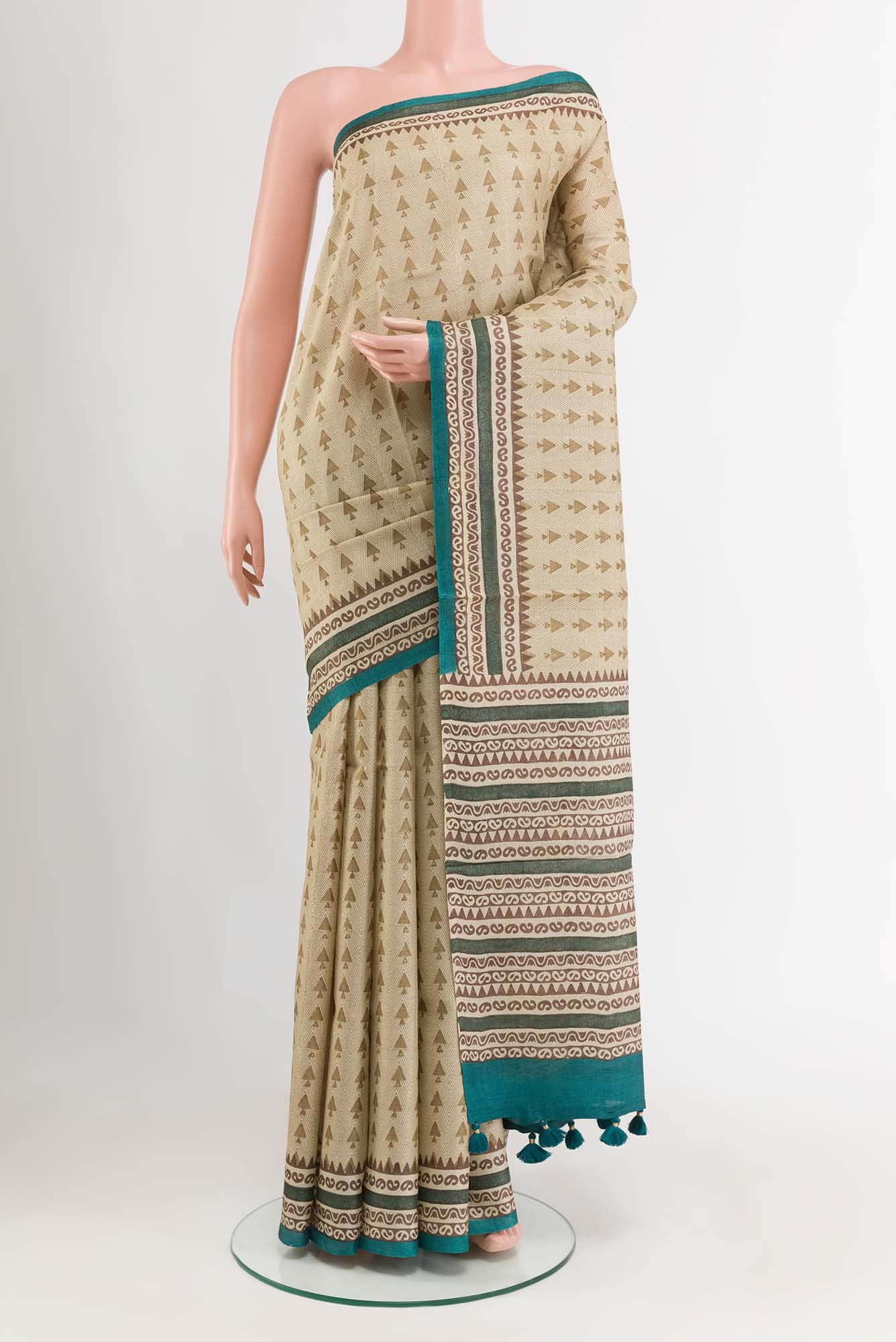 Beige Tussar Saree