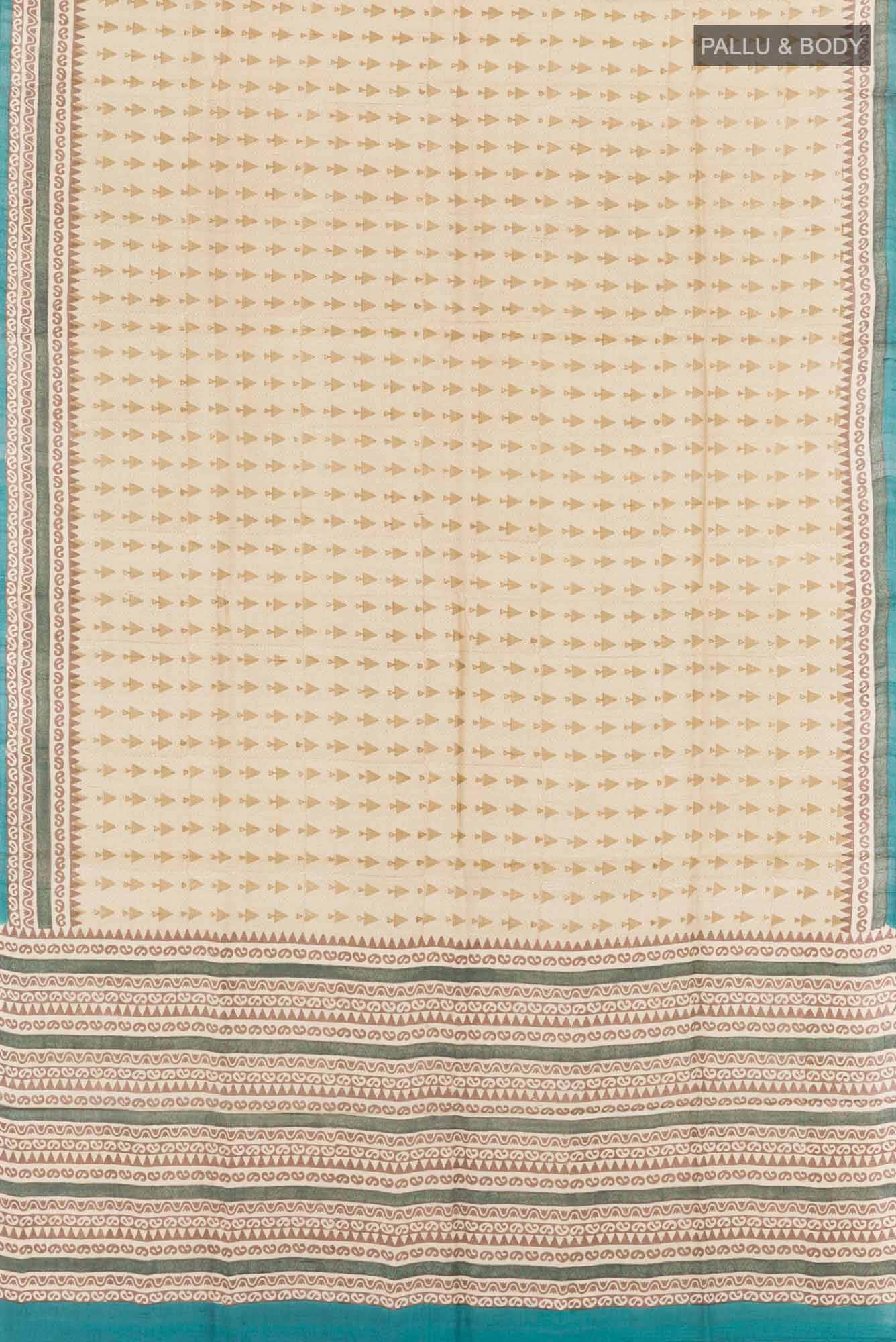 Beige Tussar Saree