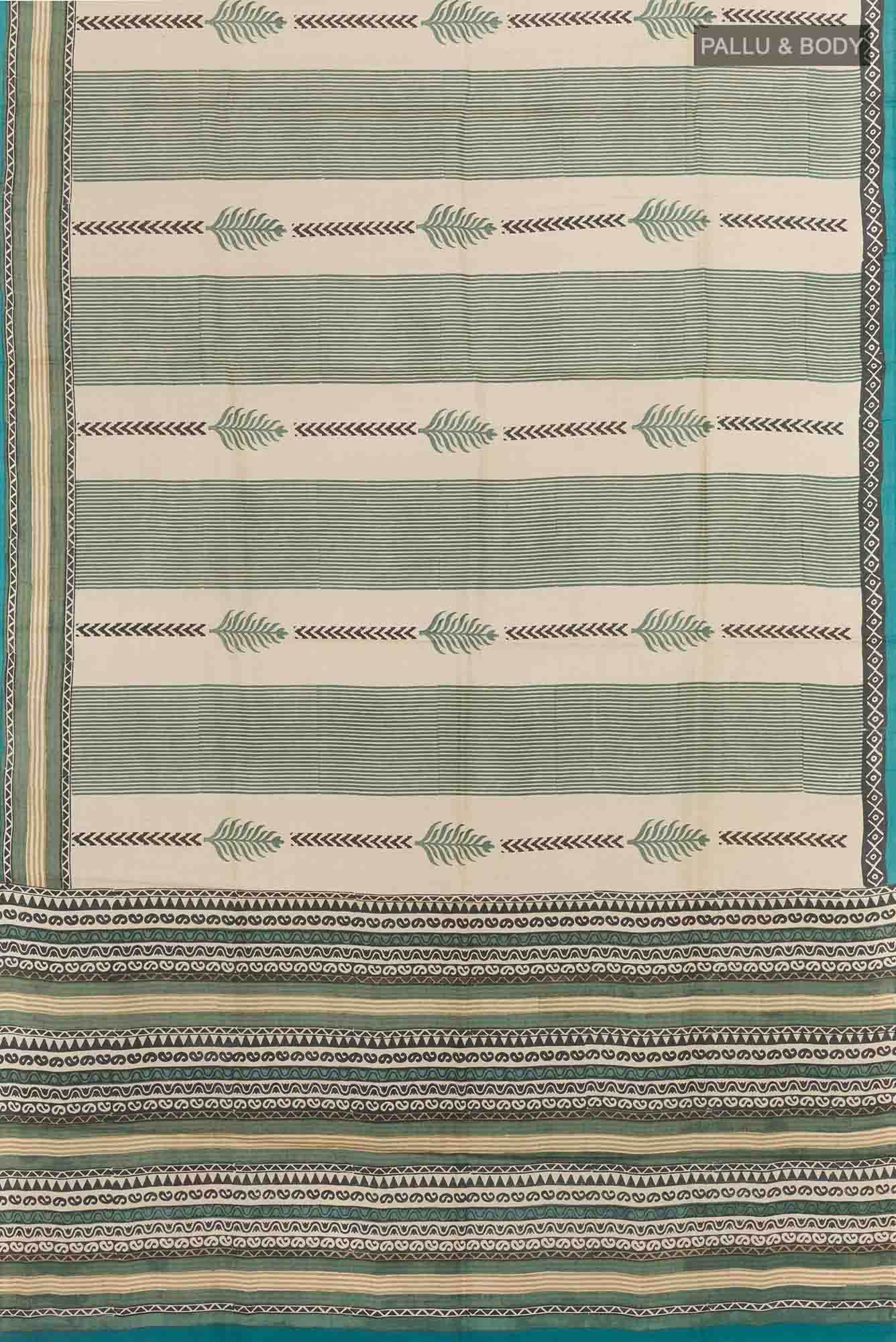 Beige Tussar Silk Saree