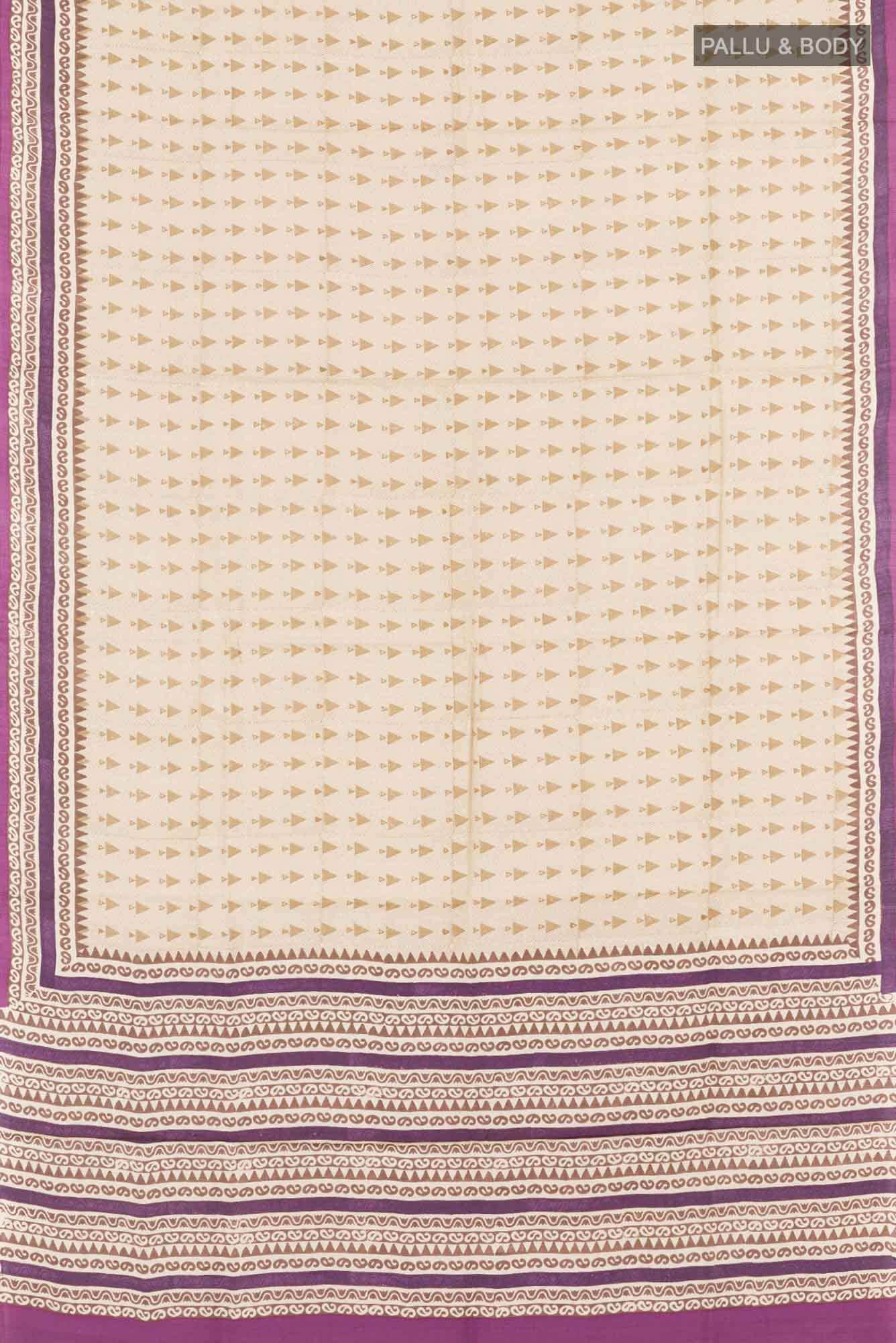 Beige Tussar Saree