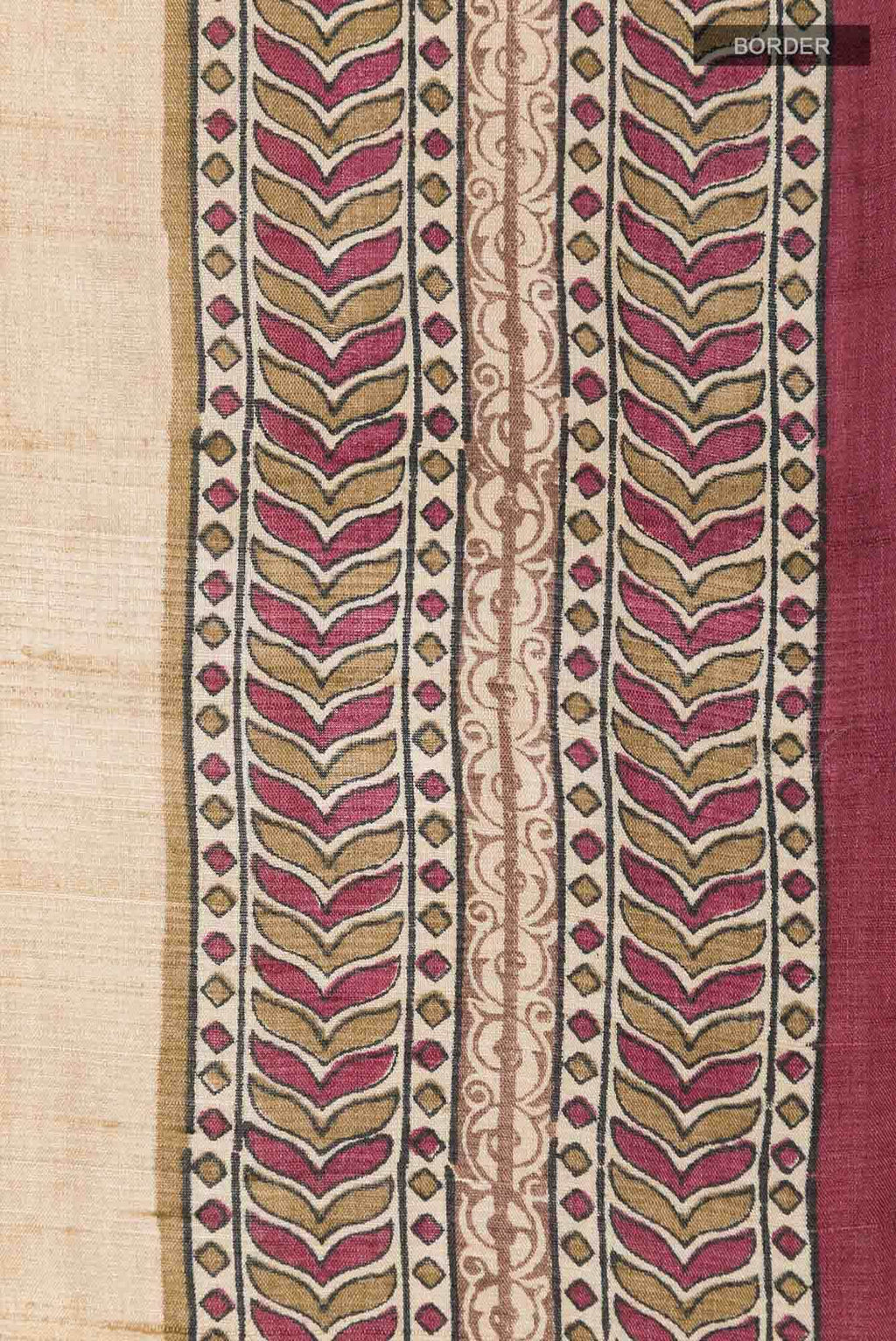 Beige Tussar Silk Saree