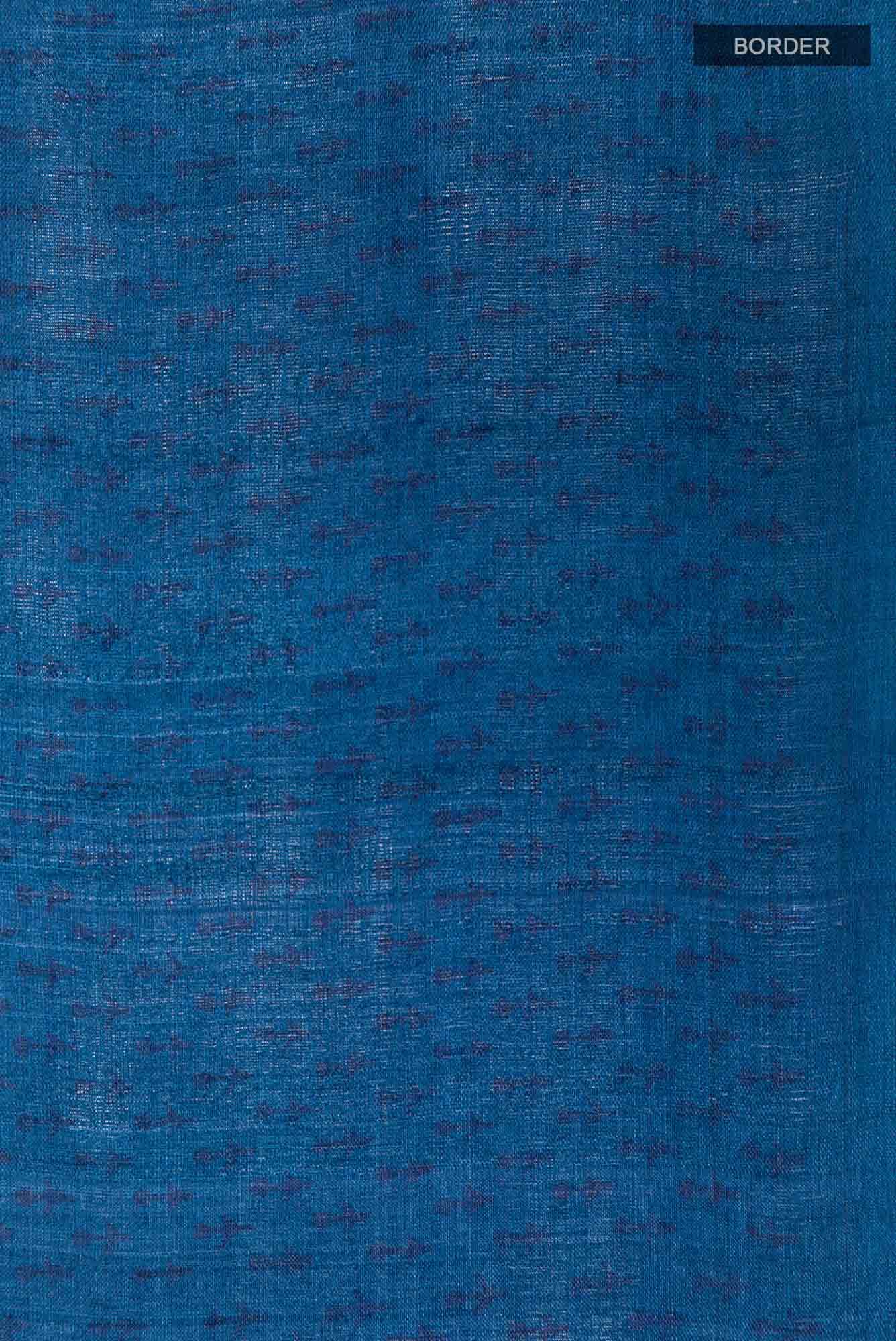 Blue Tussar Silk Saree