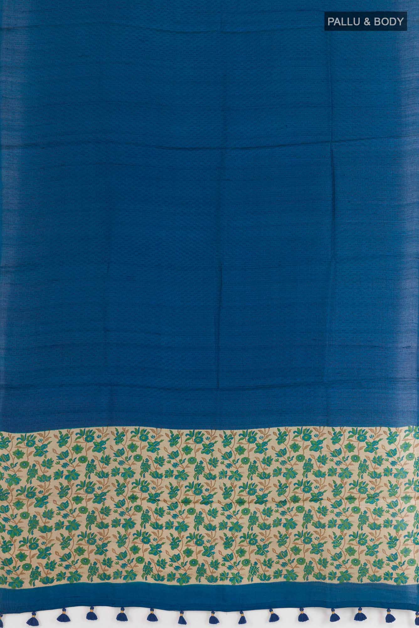Blue Tussar Silk Saree