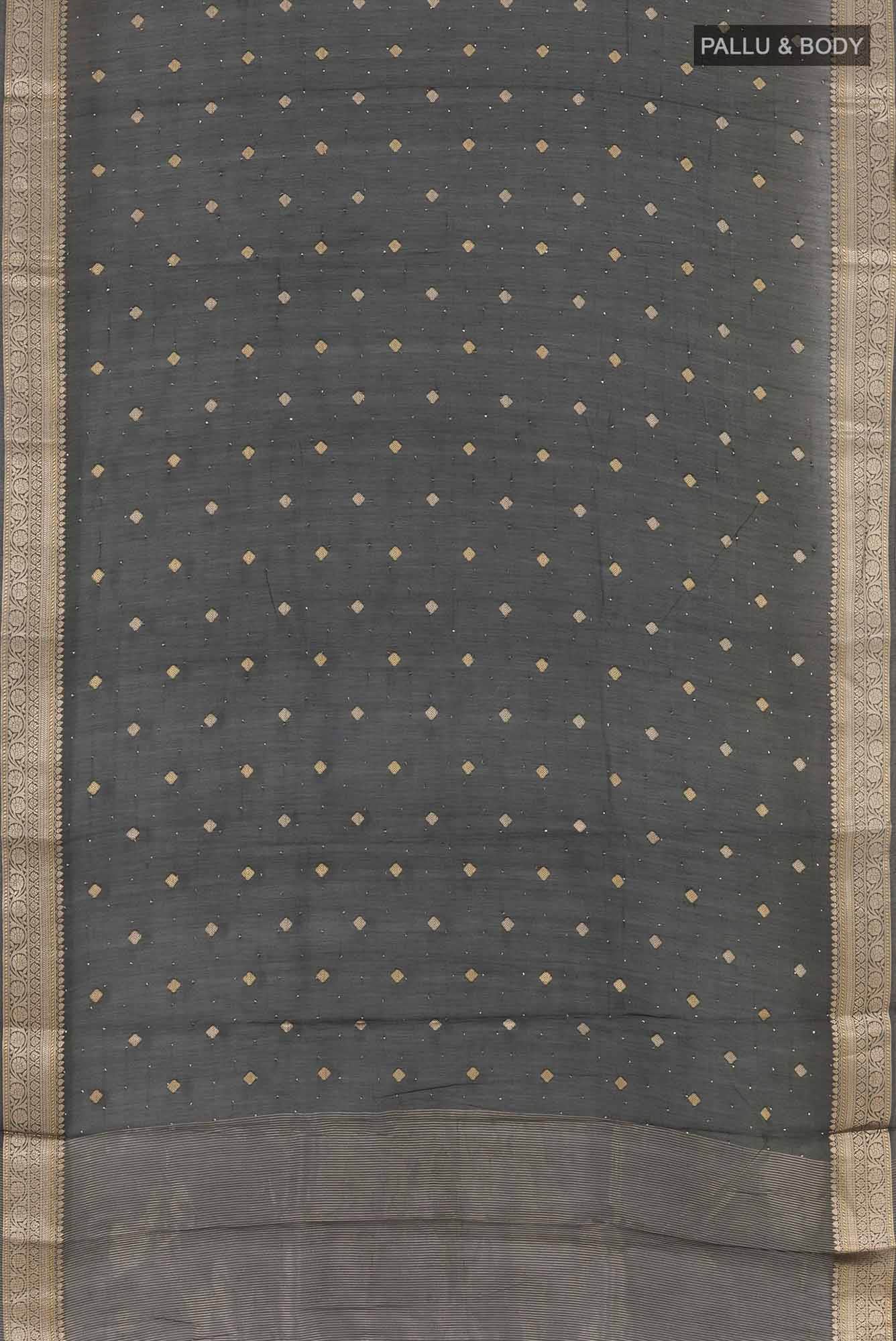 Black Blended Tussar Silk Saree