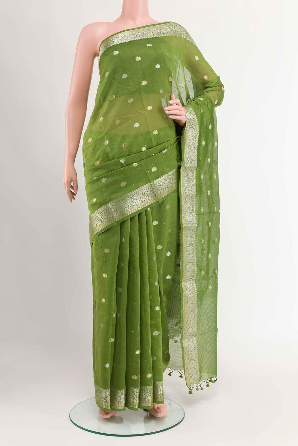 Green Blended Tussar Silk Saree