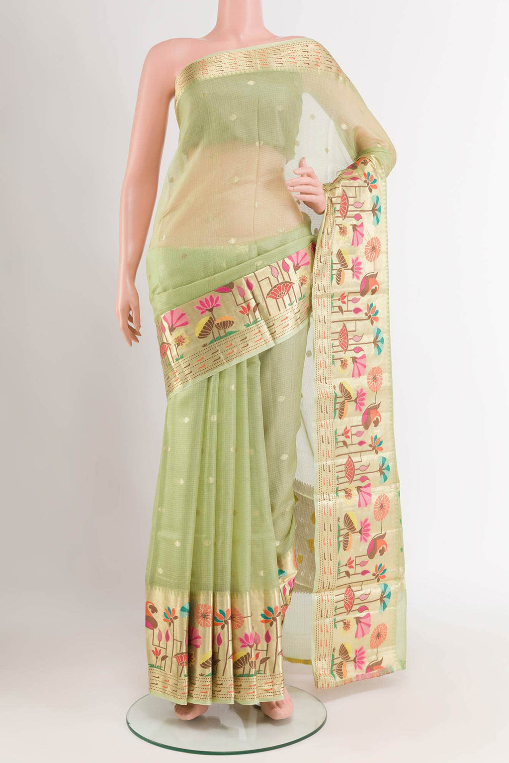 Pista Green Kota Cotton Saree