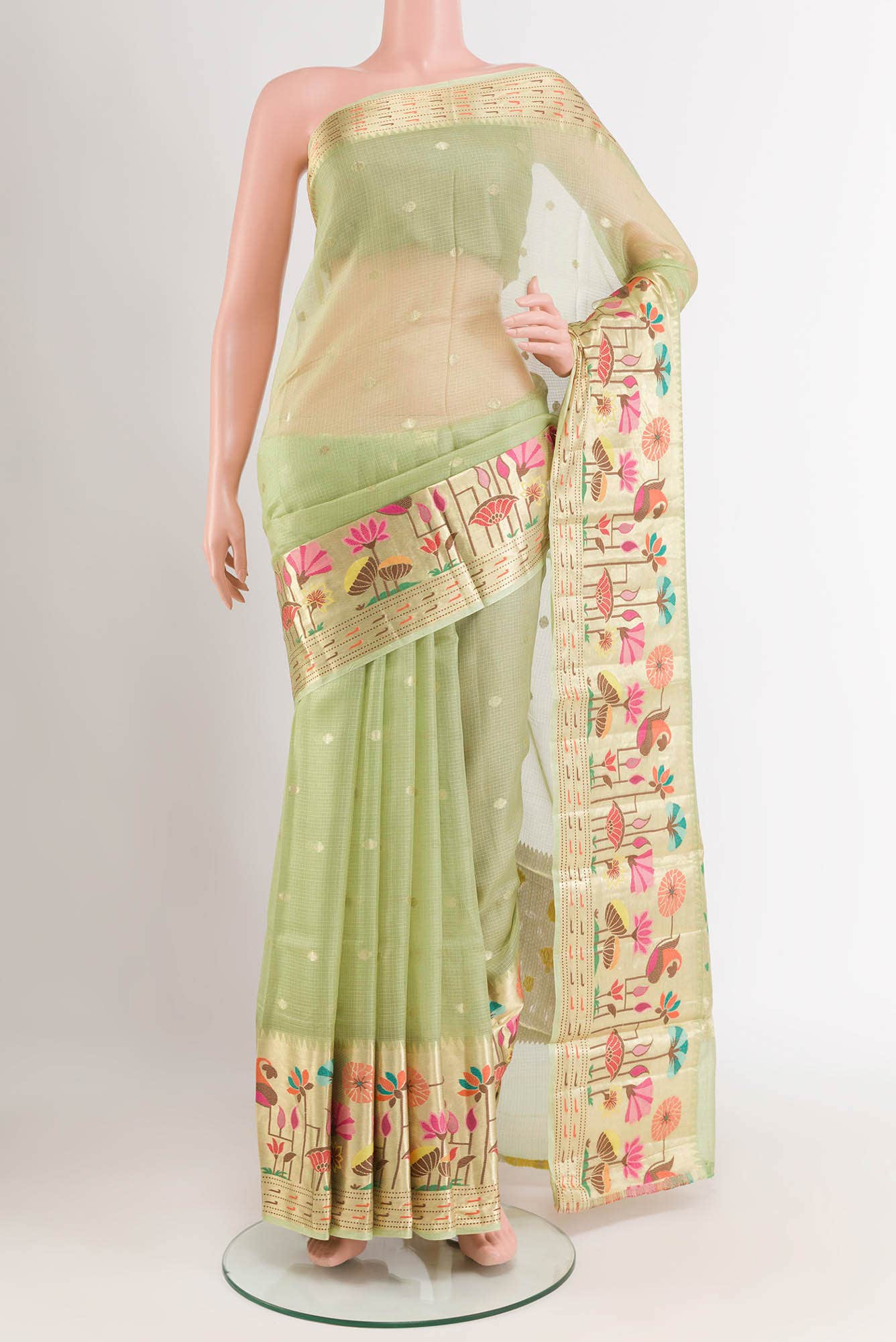 Pista Green Kota Cotton Saree