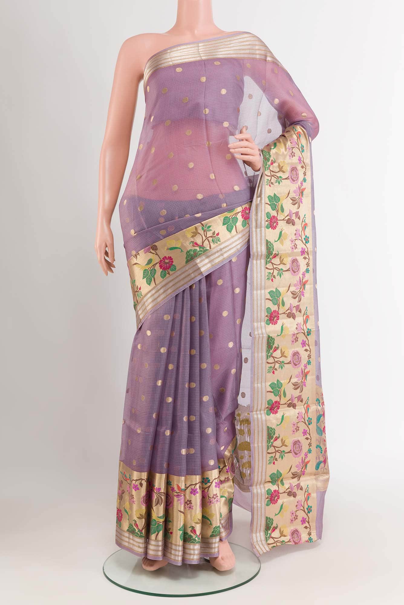 Lavender Kota Cotton Saree