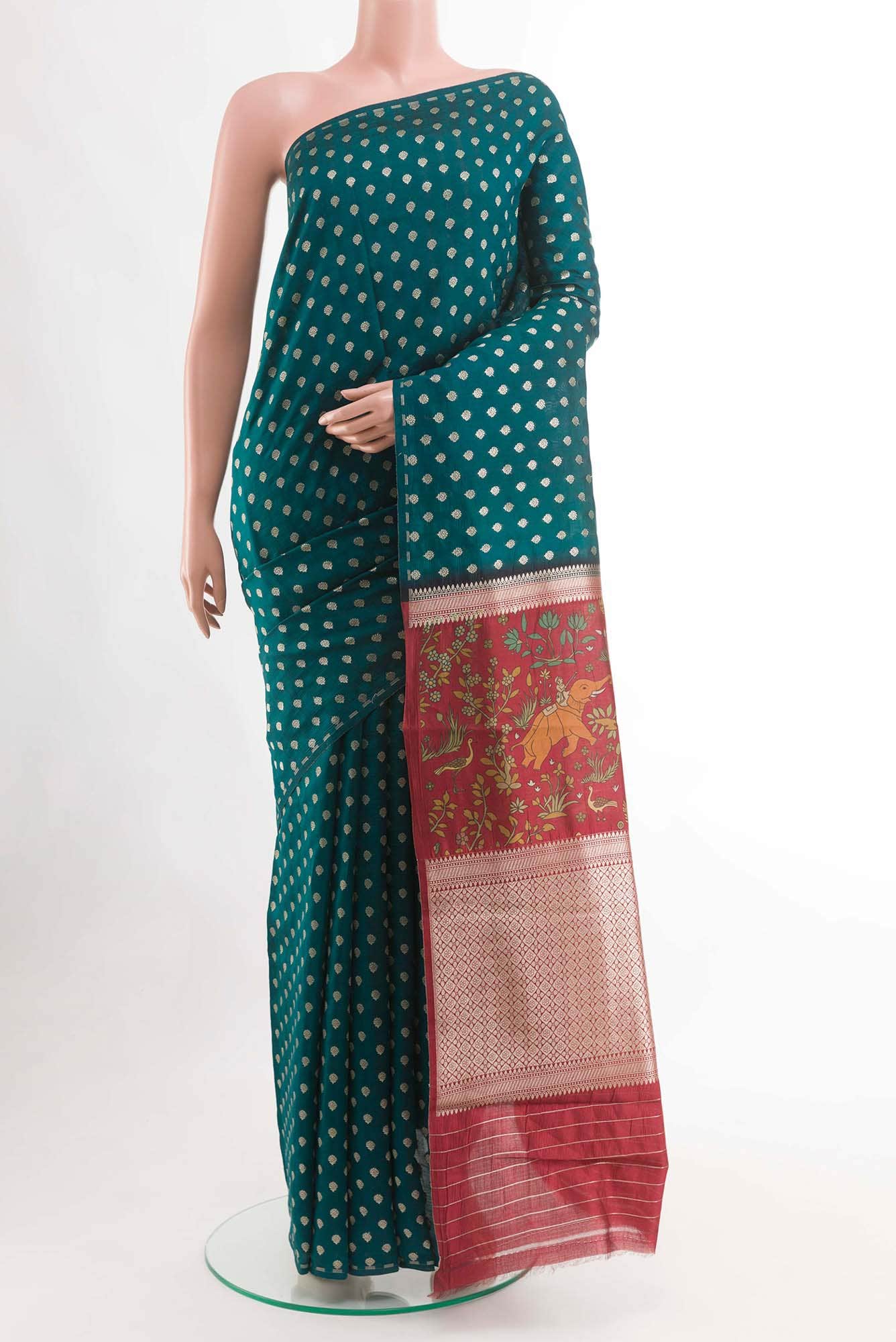 Dark Blue Banarasi Tussar Silk Saree