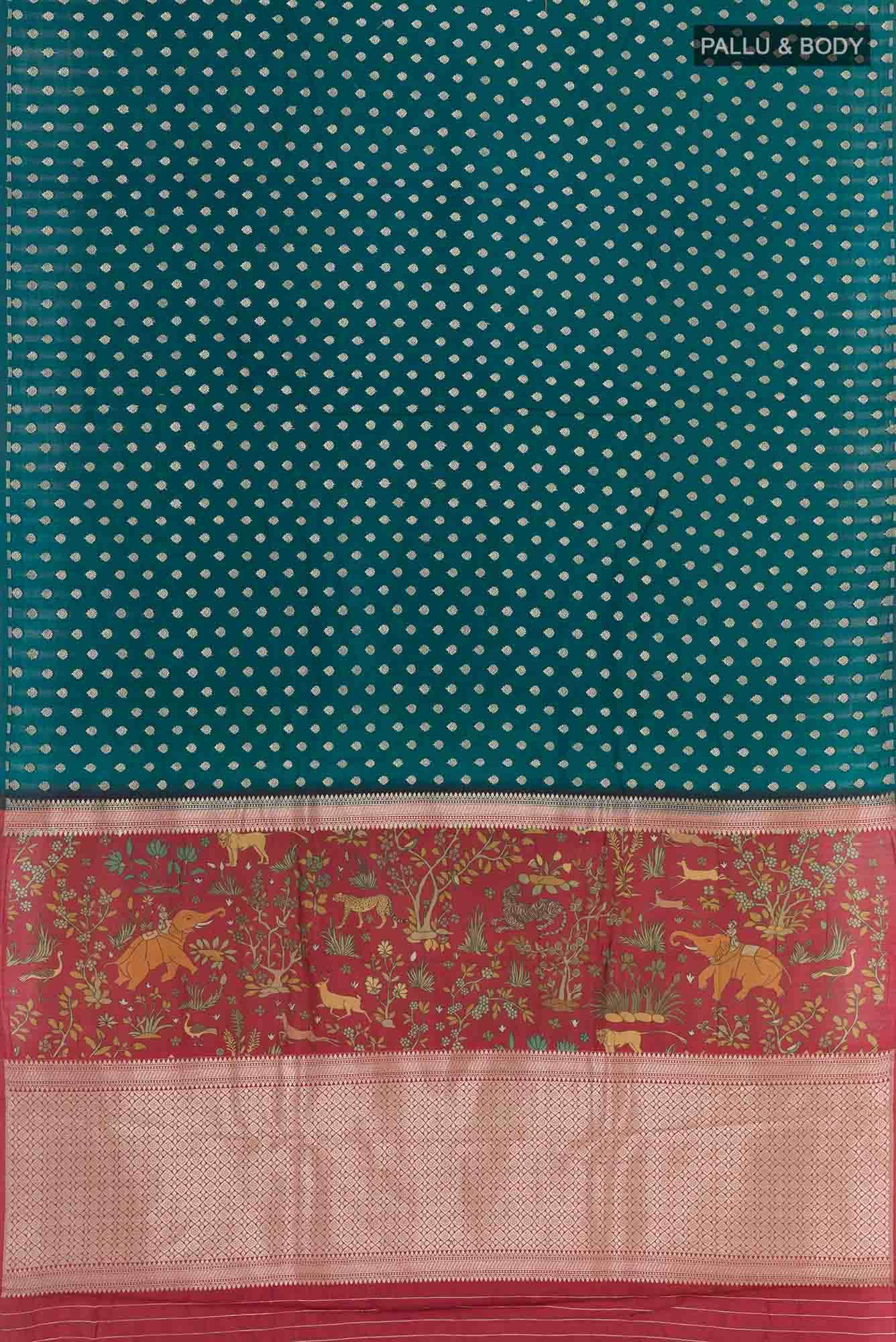 Dark Blue Banarasi Tussar Silk Saree
