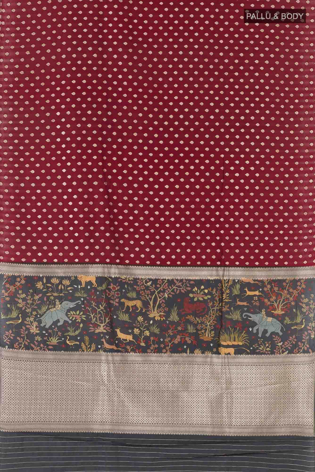 Maroon Tussar Saree