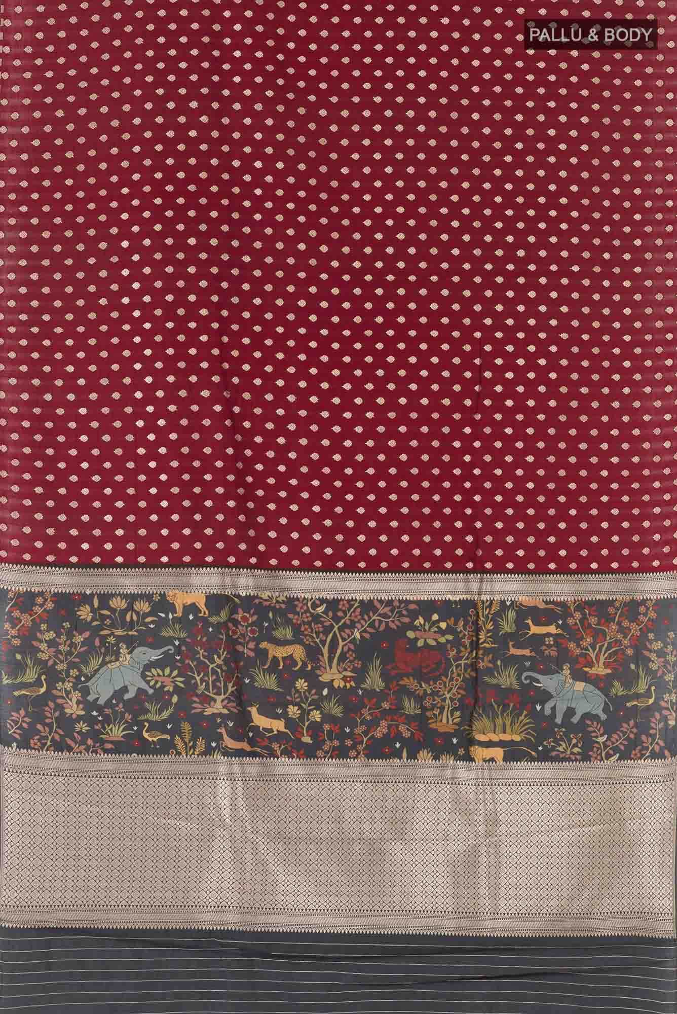 Maroon Tussar Saree