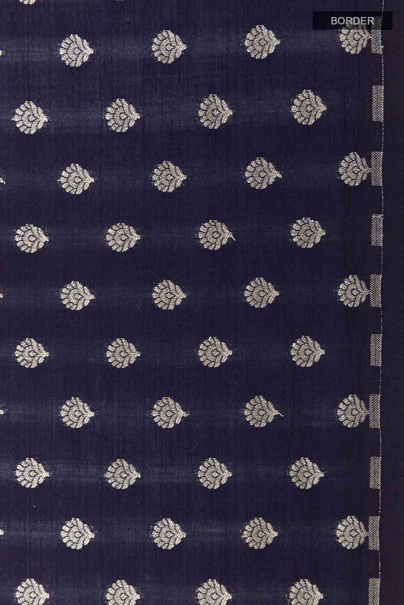 Dark Blue Tussar Silk Saree