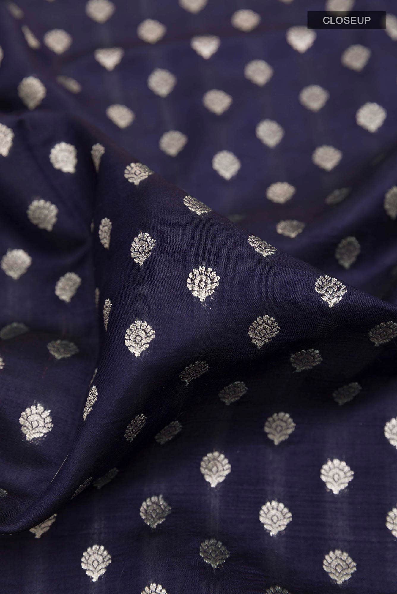 Dark Blue Tussar Silk Saree