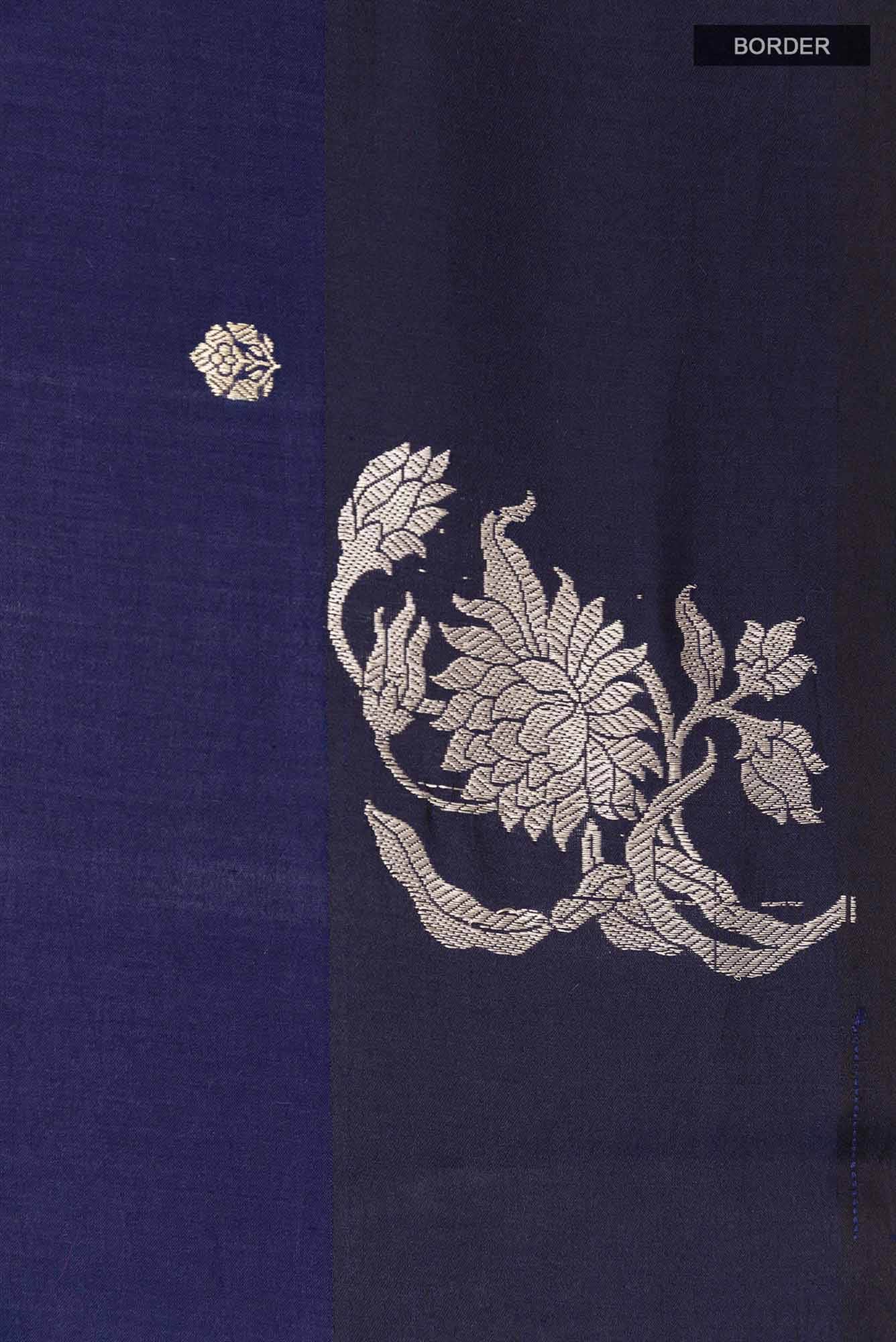 Dark Blue Banarasi Katan Silk Saree
