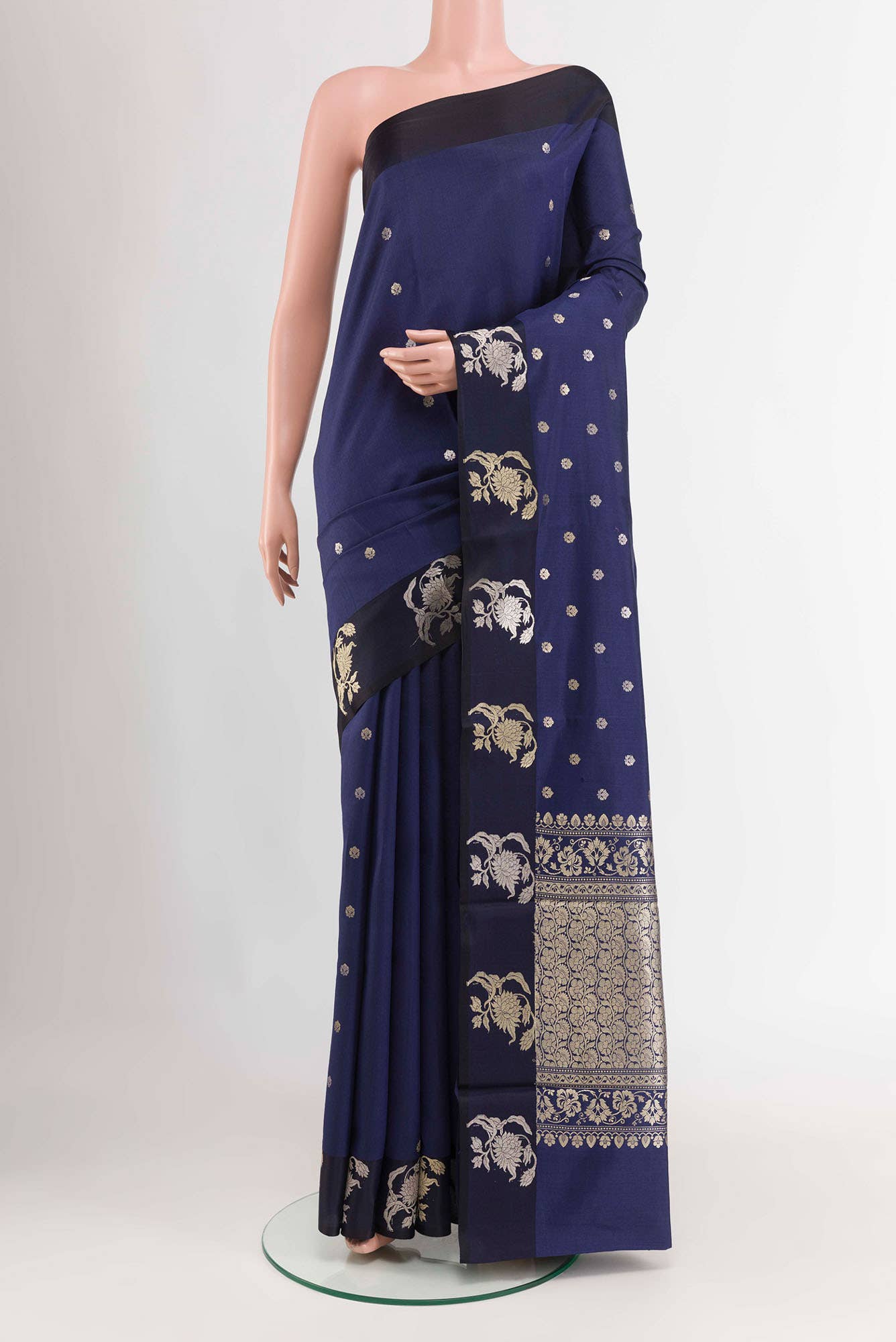 Dark Blue Banarasi Katan Silk Saree