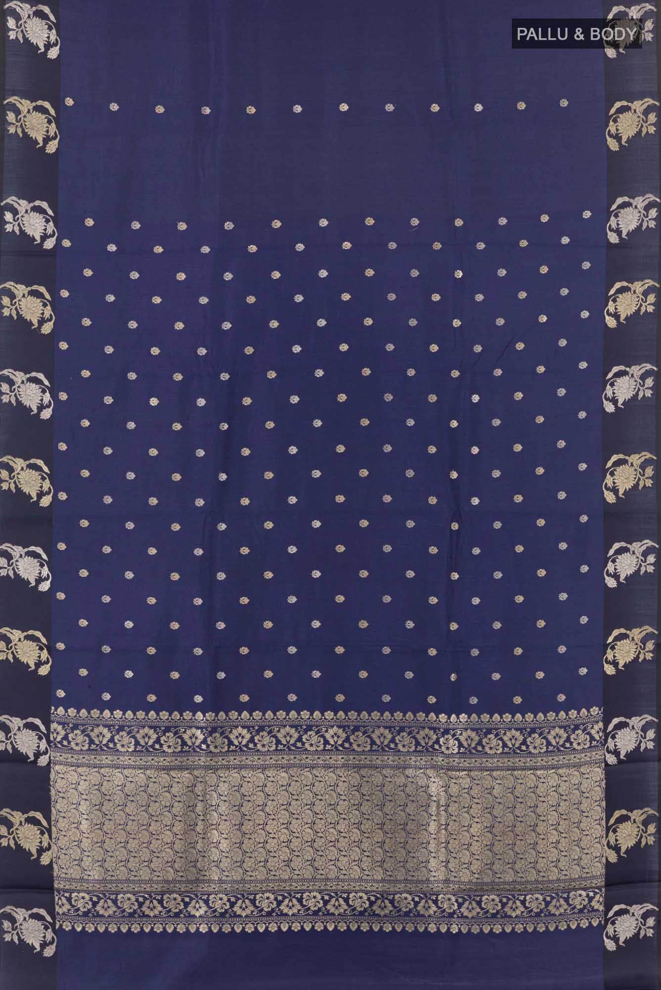 Dark Blue Banarasi Katan Silk Saree