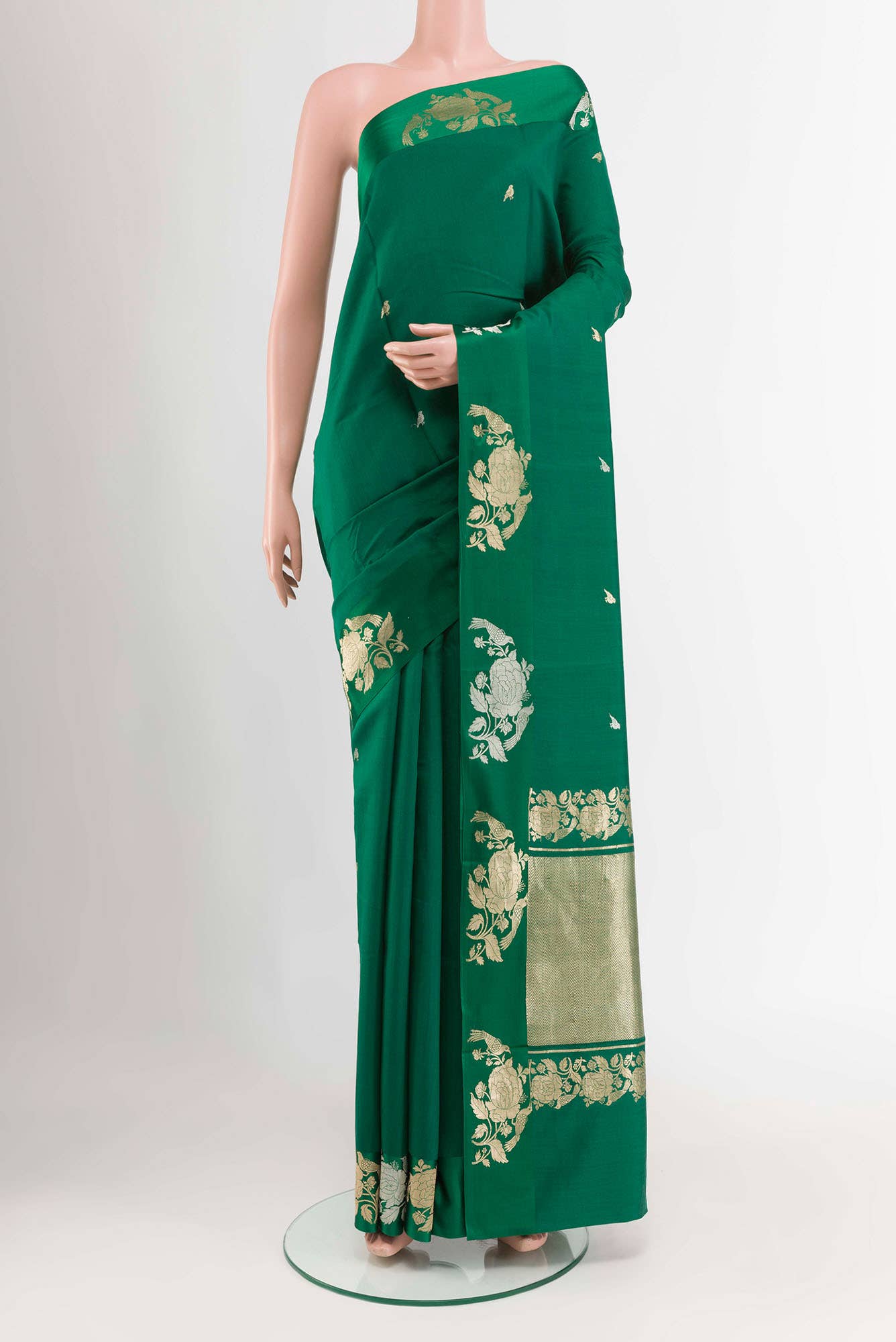 Green Banarasi Katan Silk Saree