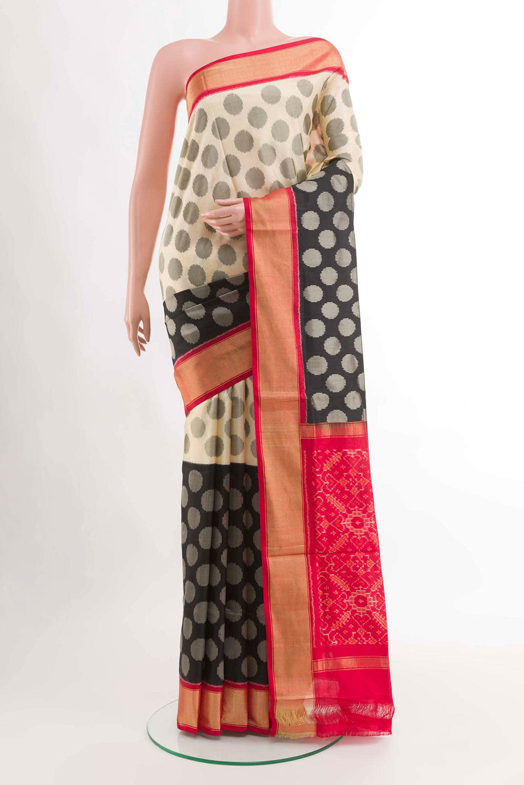 Off White Pochampally Silk Saree