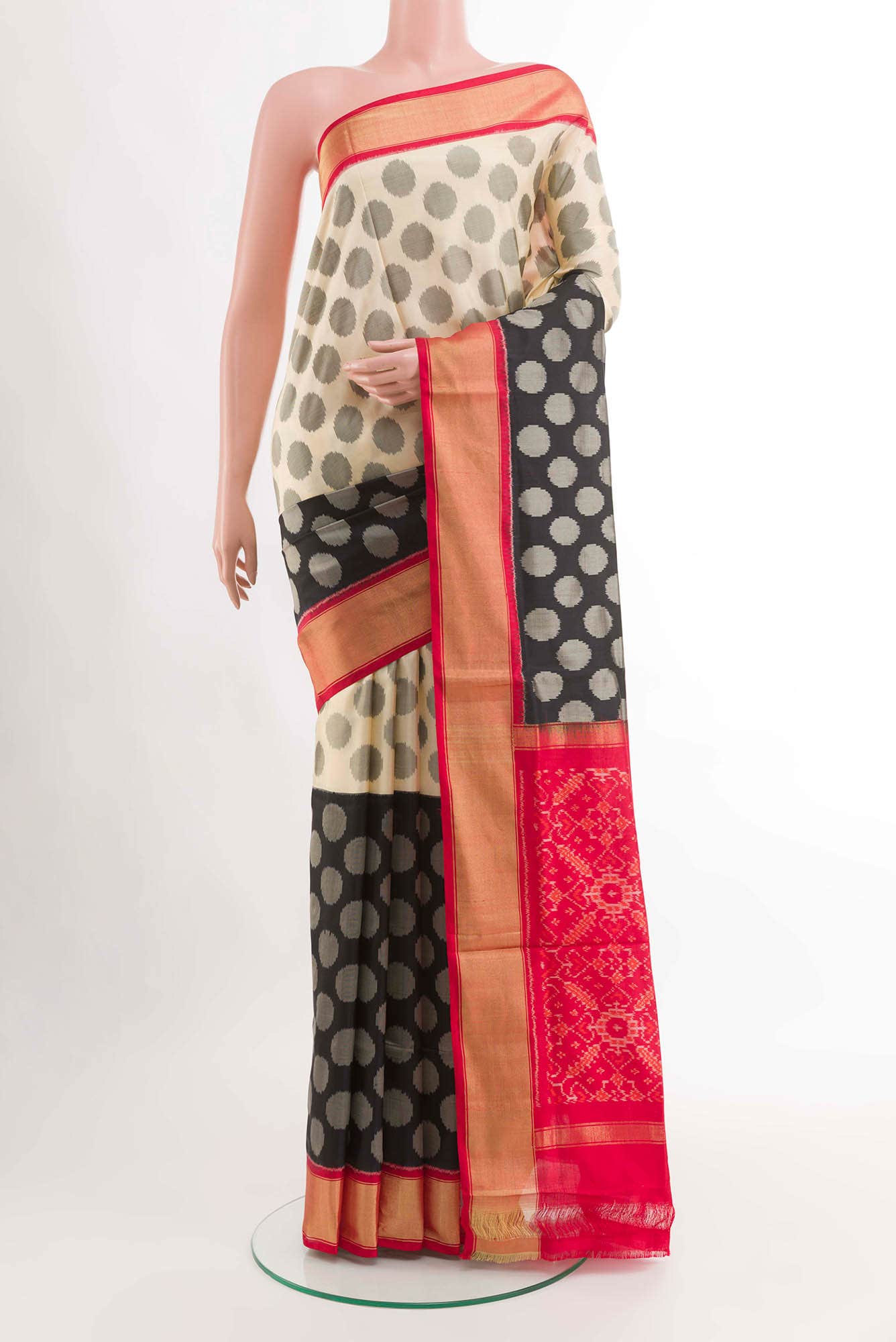 Off White Pochampally Silk Saree