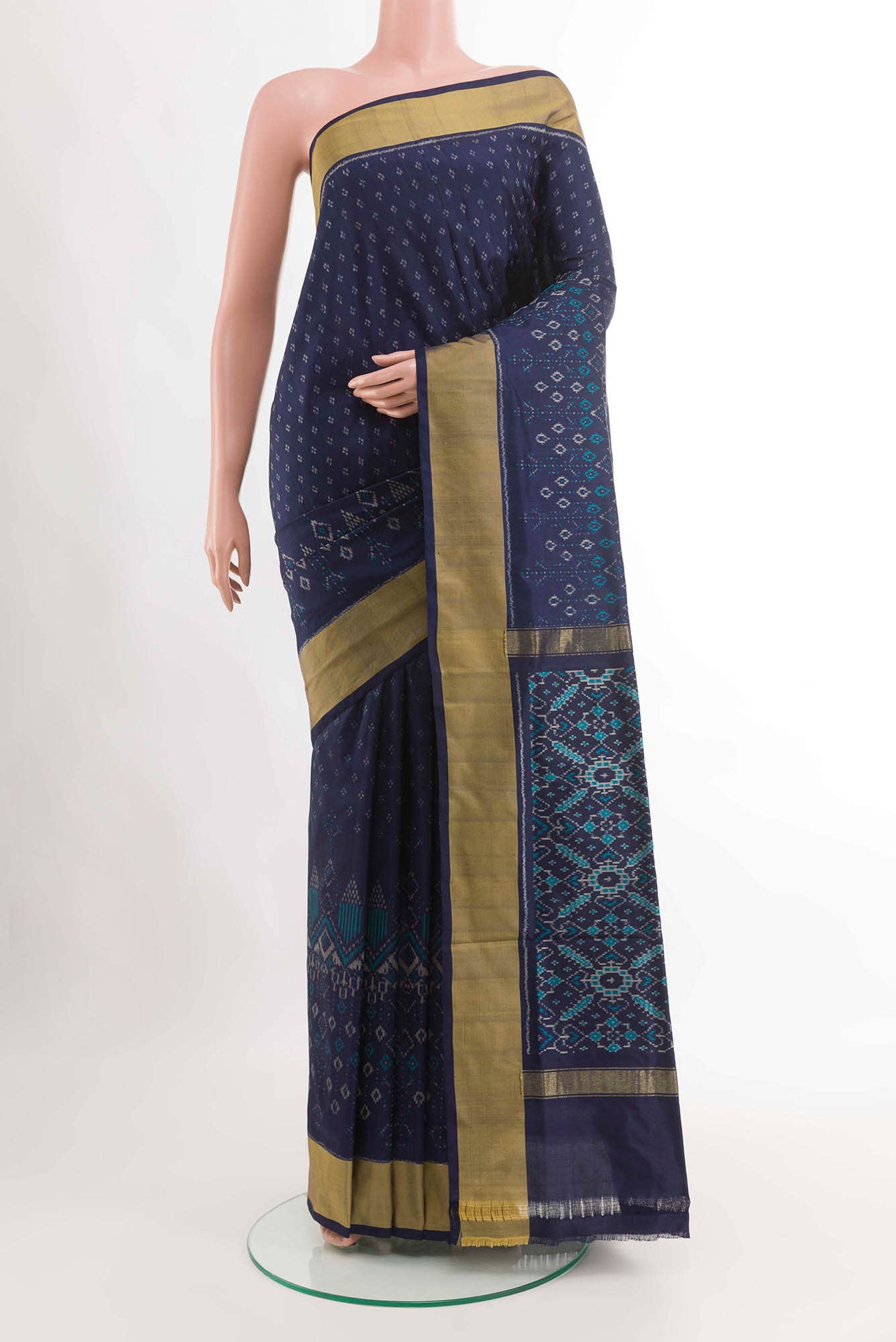 Navy Blue Pochampally Silk Saree