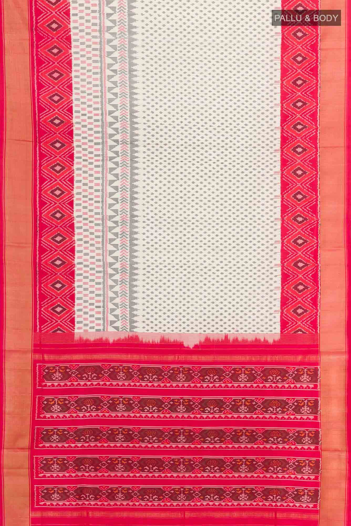 Off White Pochampally Silk Saree