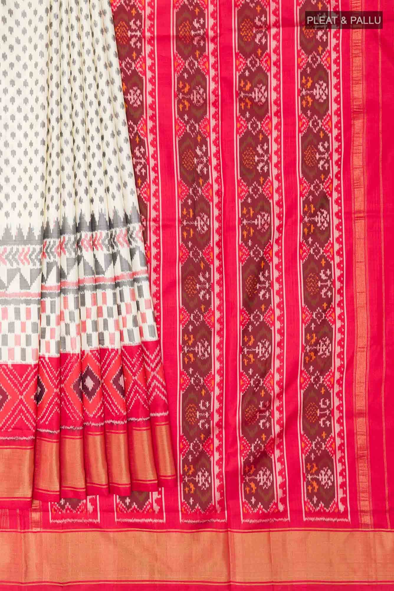 Off White Pochampally Silk Saree