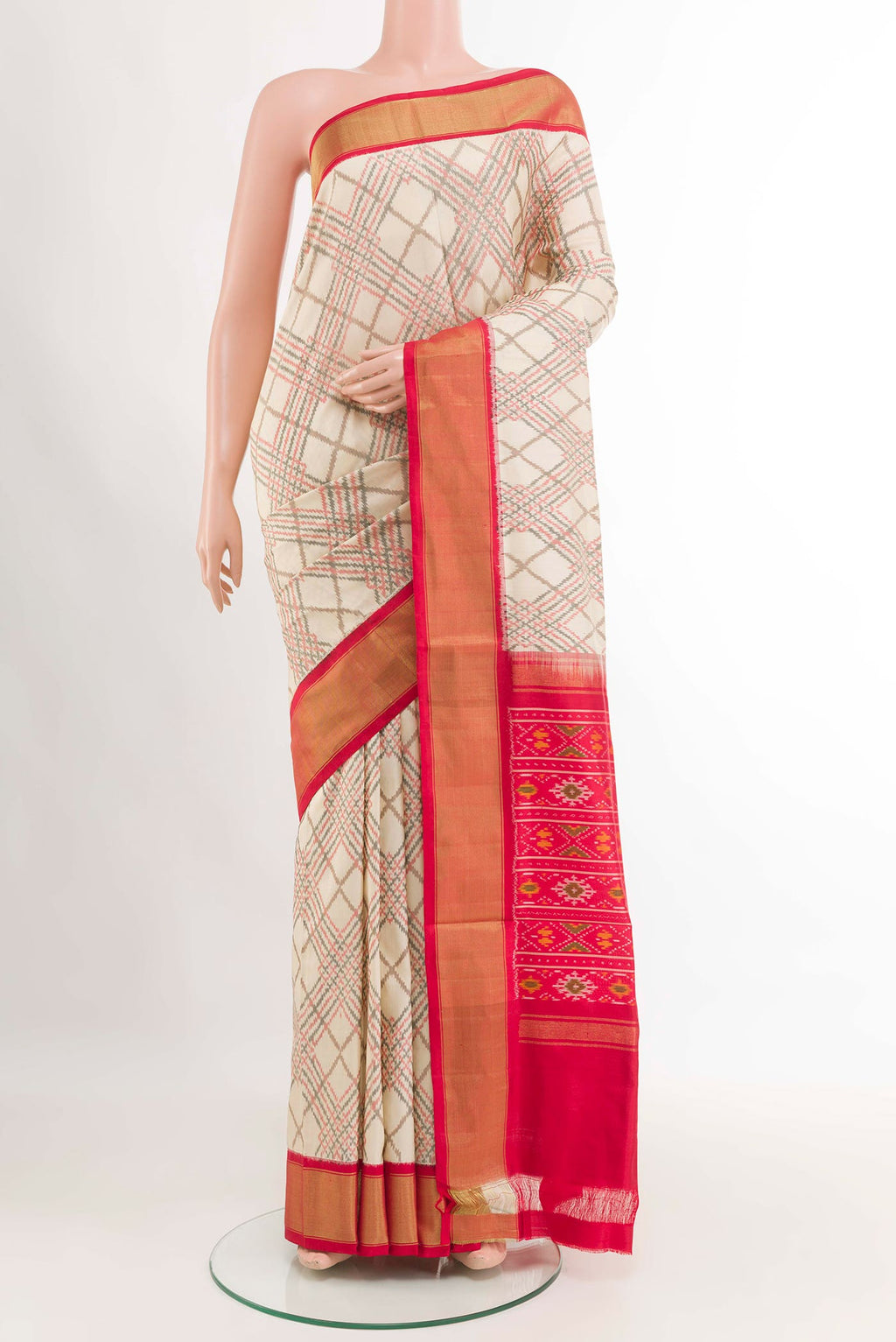 White Pochampally Saree