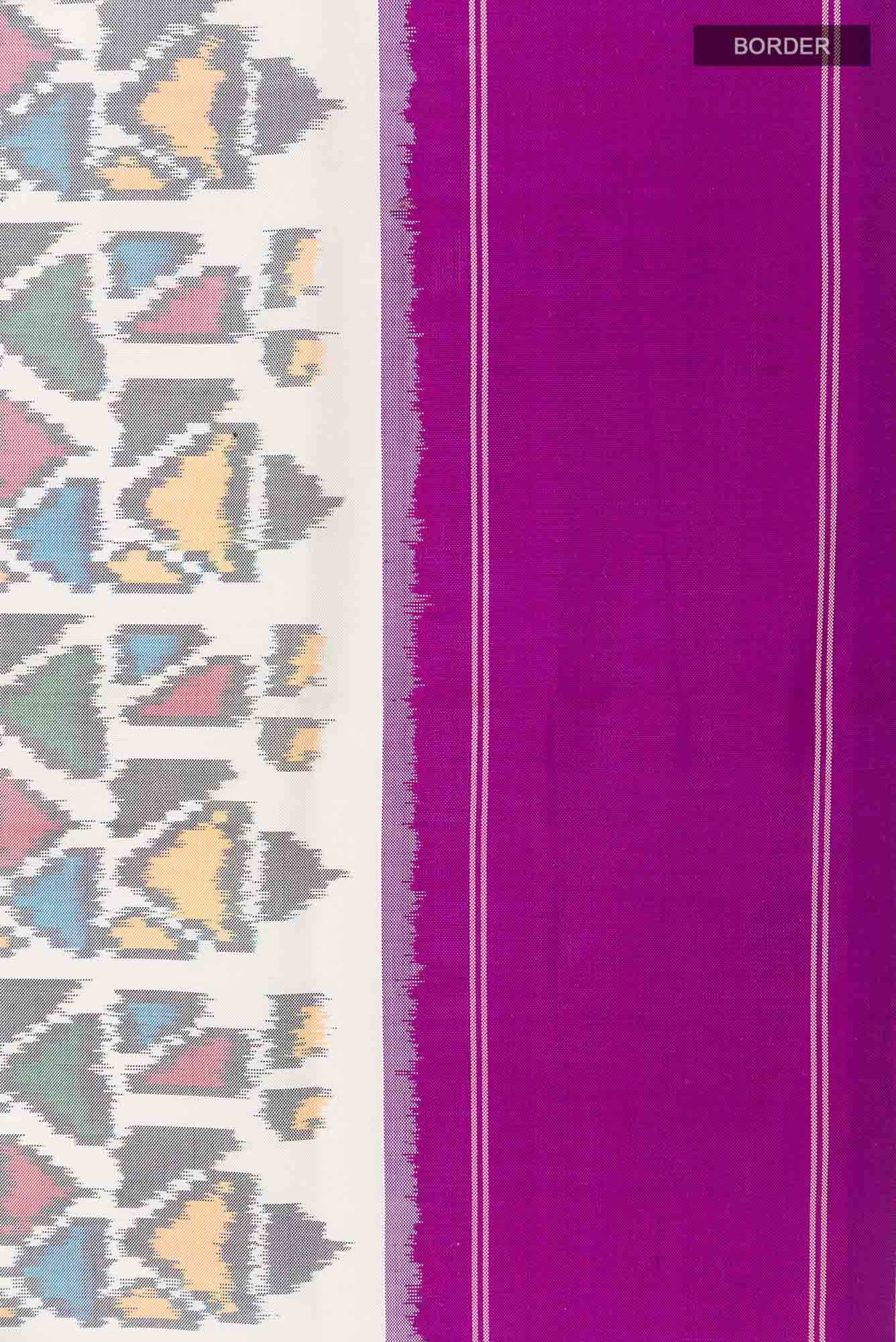 Off White Pochampally Silk Saree