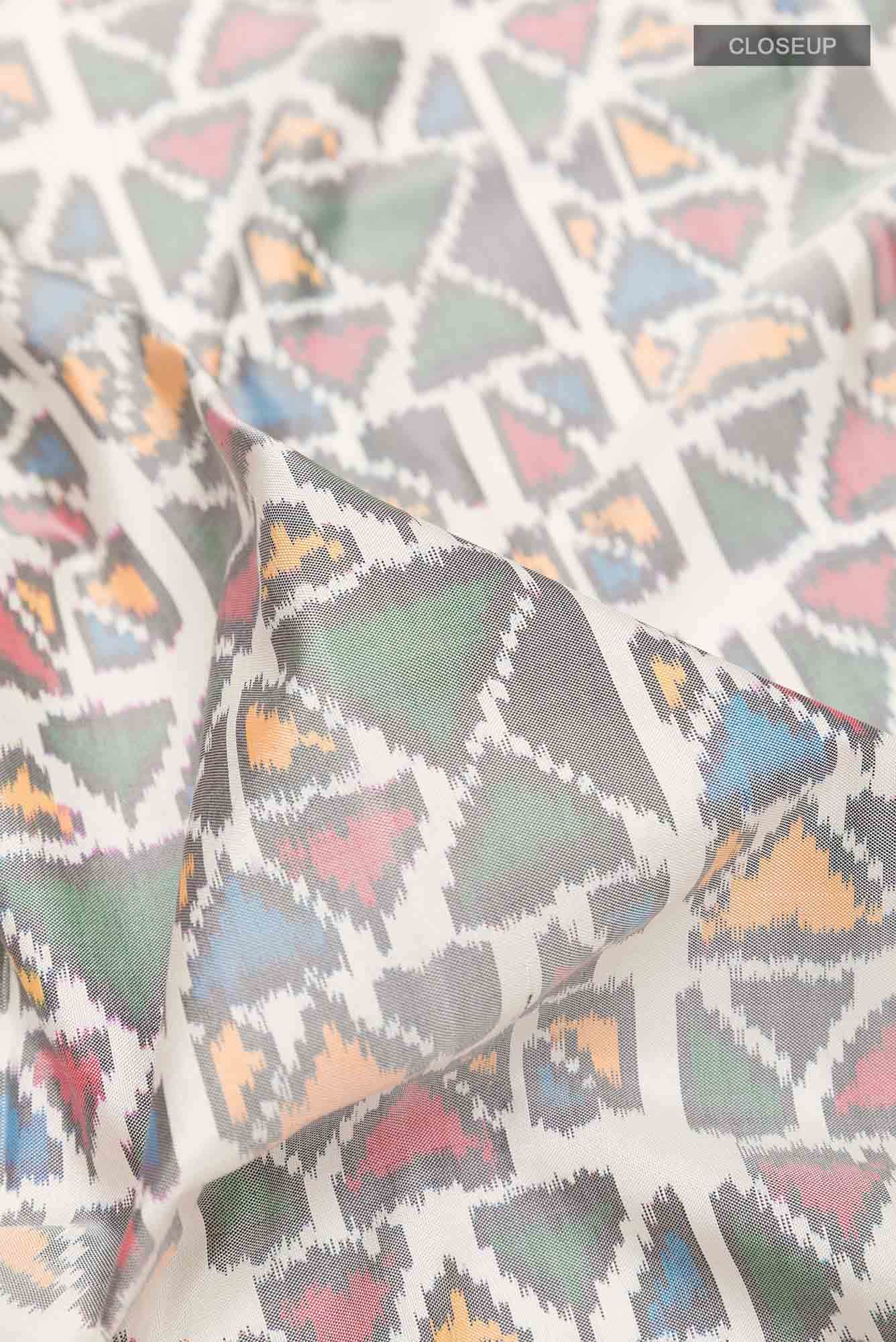 Off White Pochampally Silk Saree