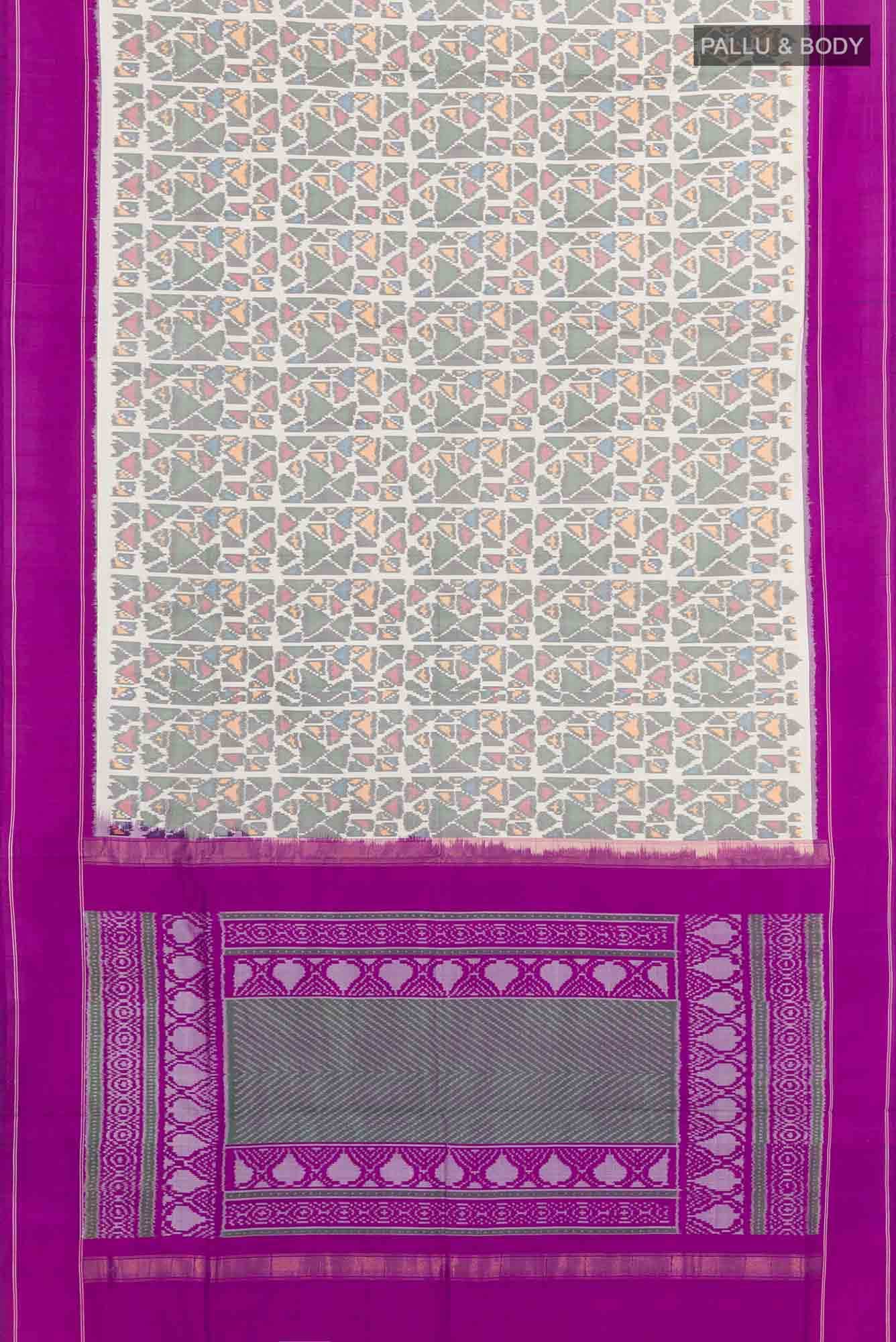 Off White Pochampally Silk Saree