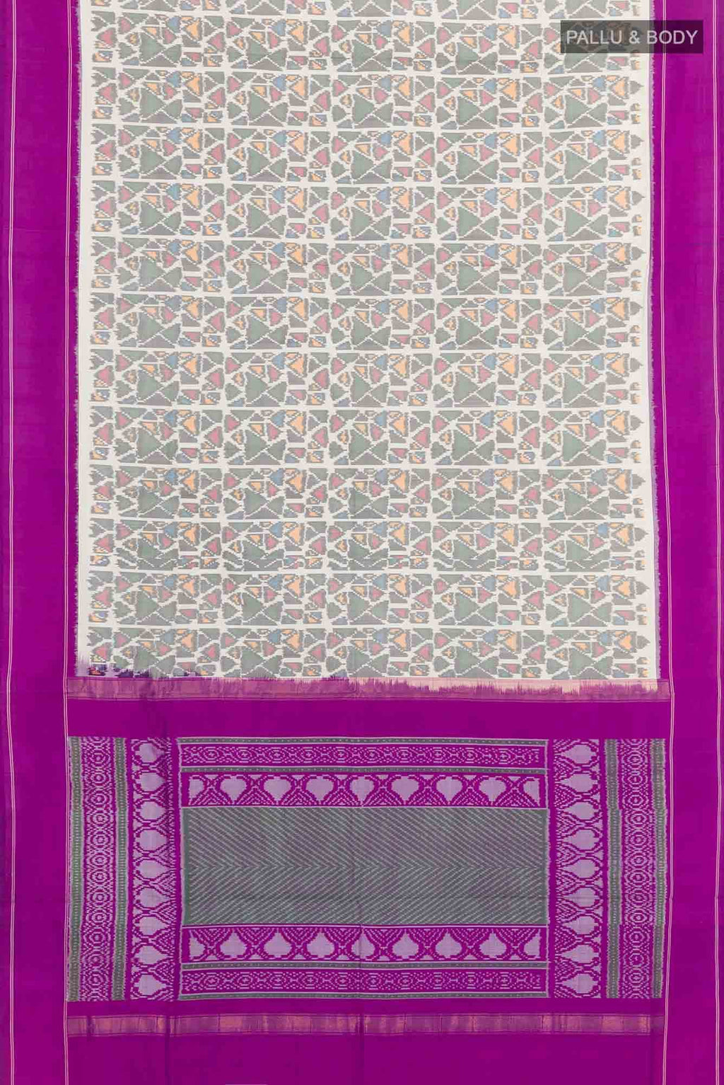 Off White Pochampally Silk Saree